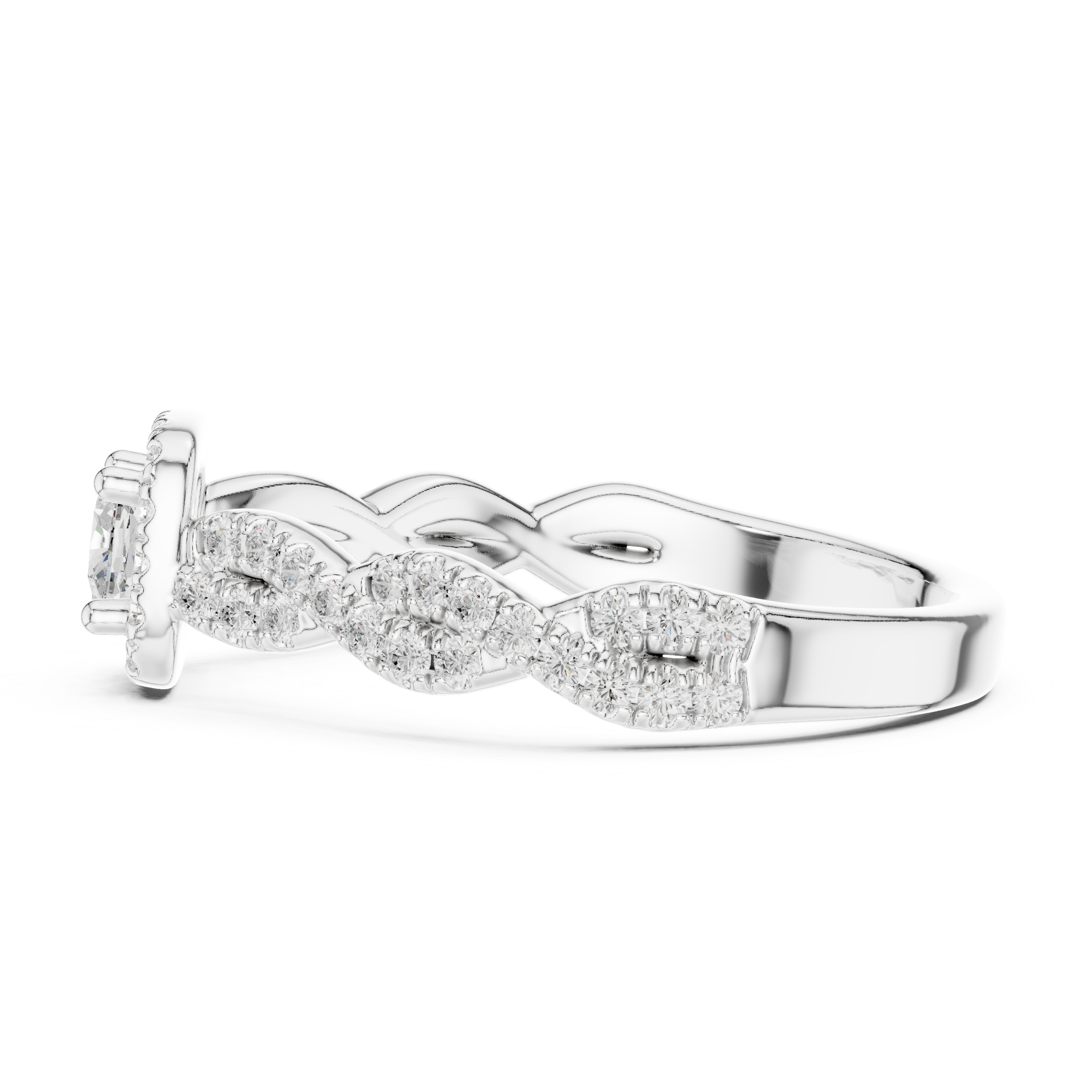 Twisted Diamond Halo Engagement Ring