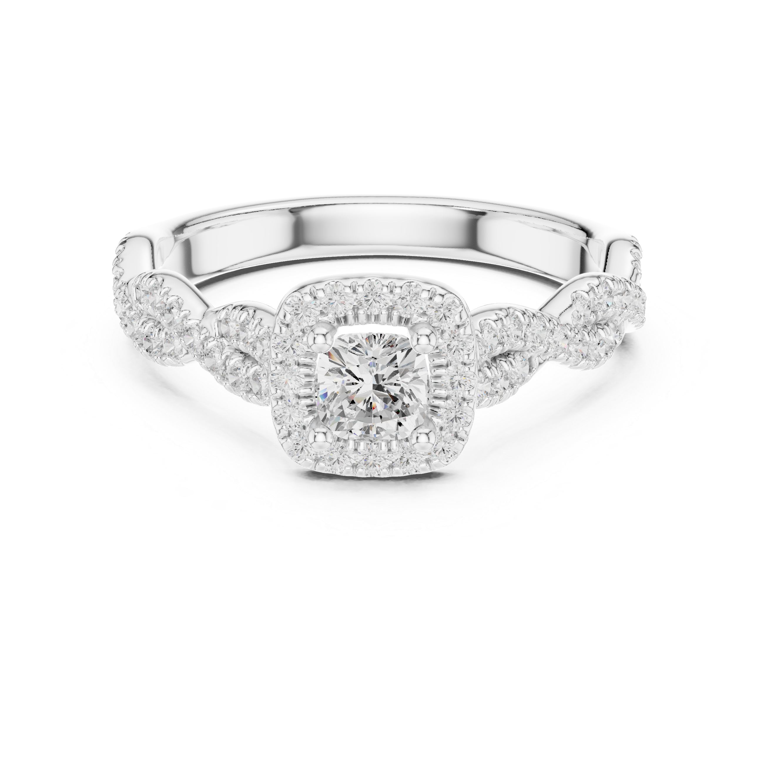 Twisted Diamond Halo Engagement Ring
