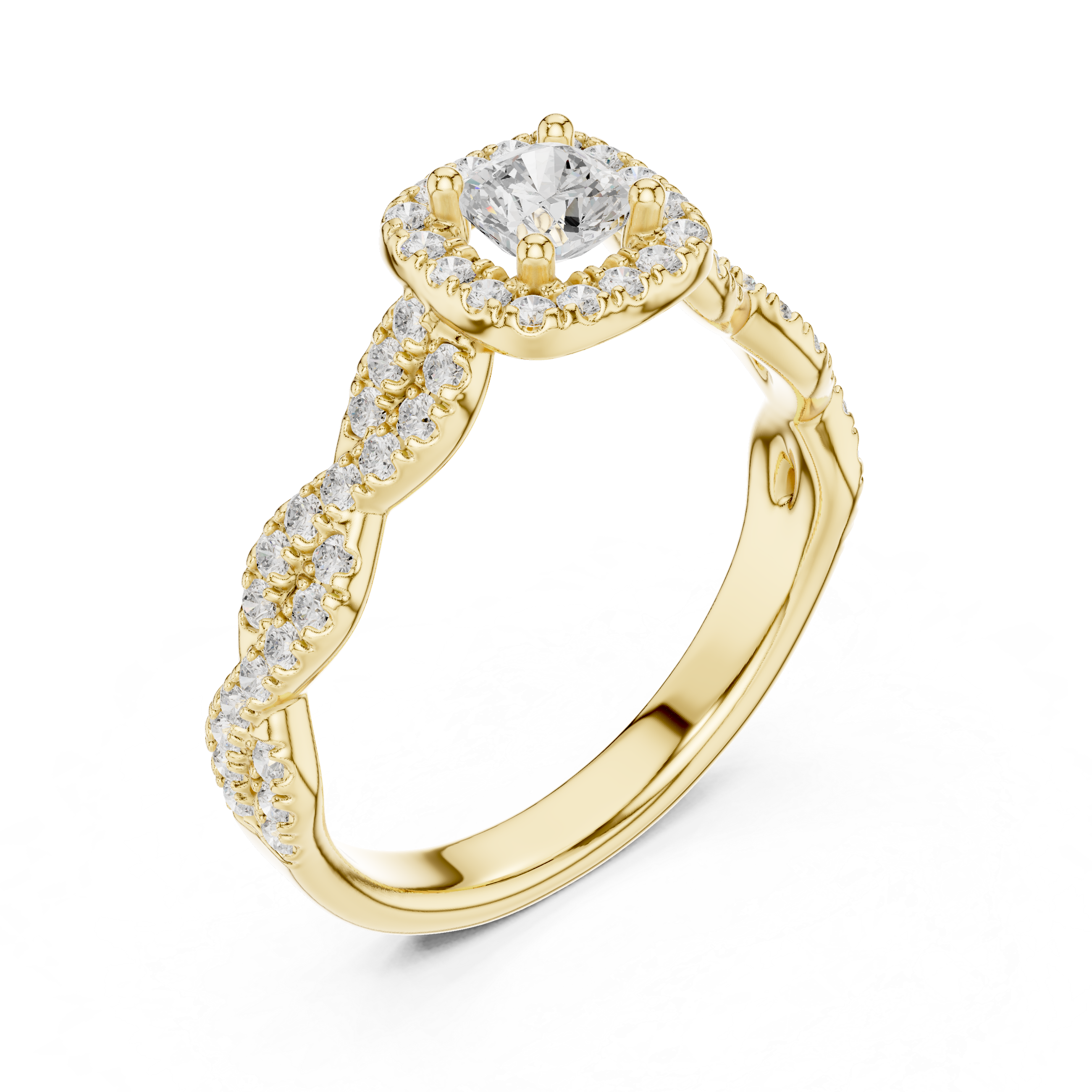 Twisted Diamond Halo Engagement Ring