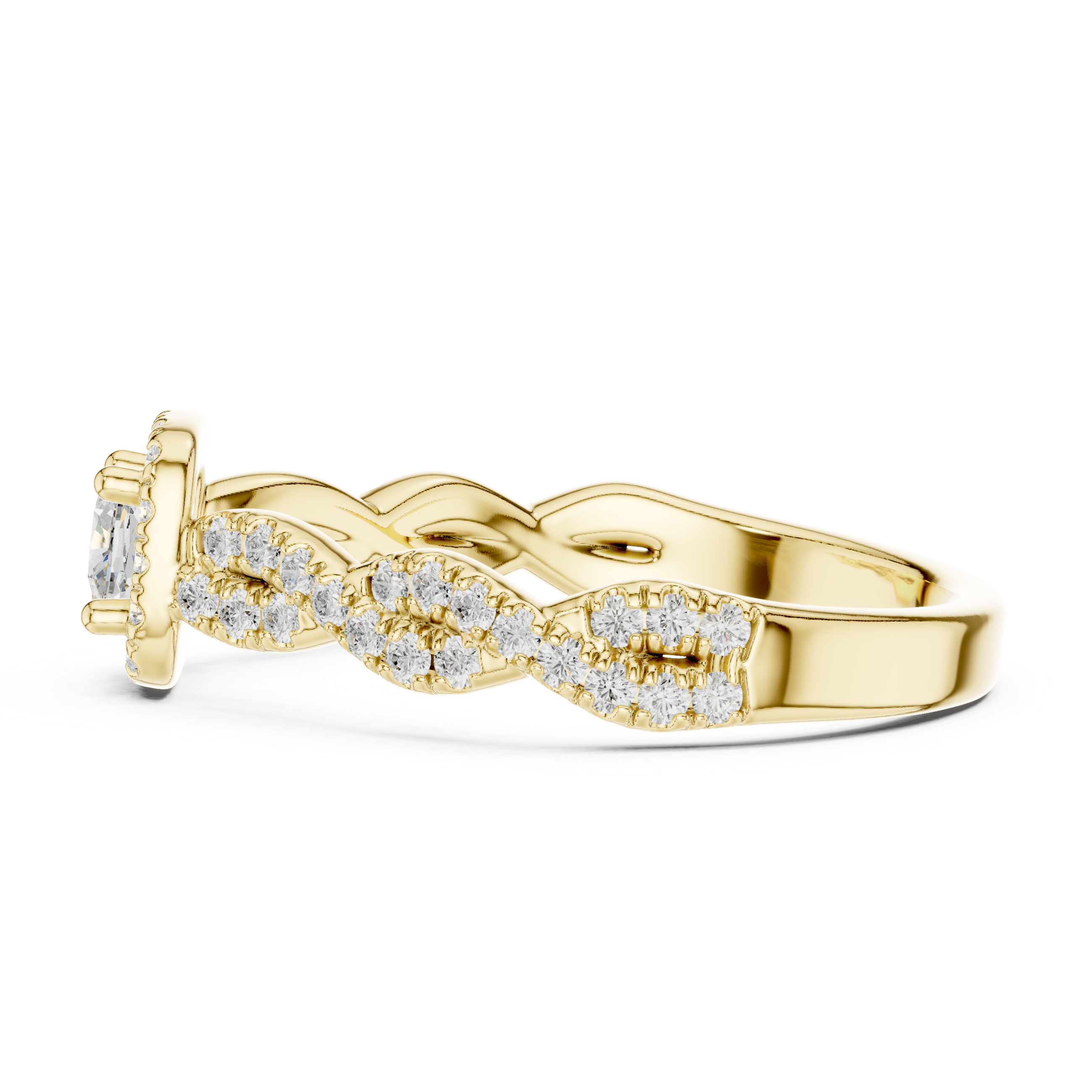 Twisted Diamond Halo Engagement Ring