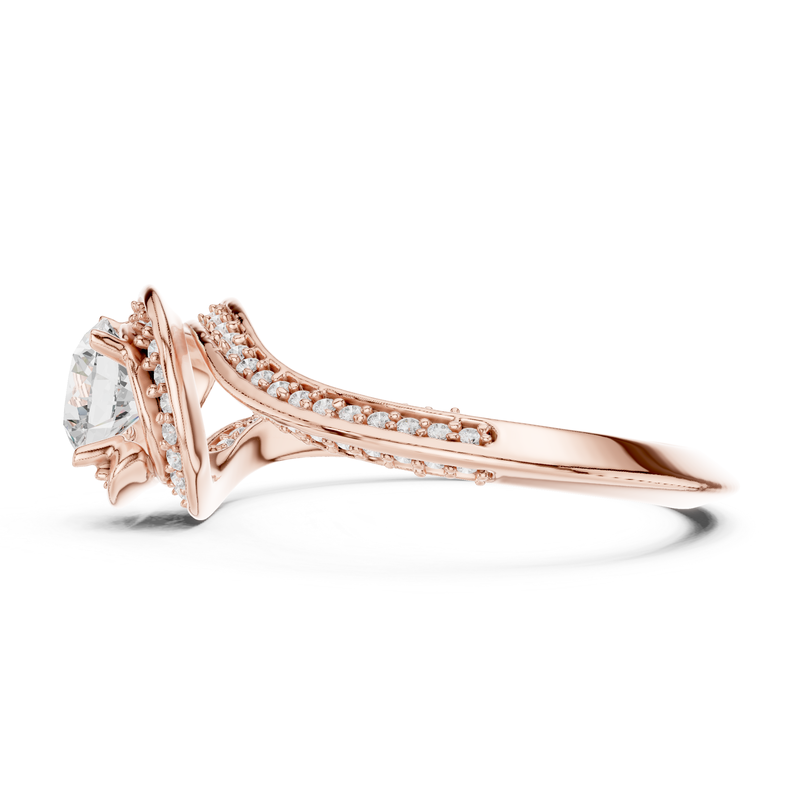 Elegant engagement ring with a delicate twisted band