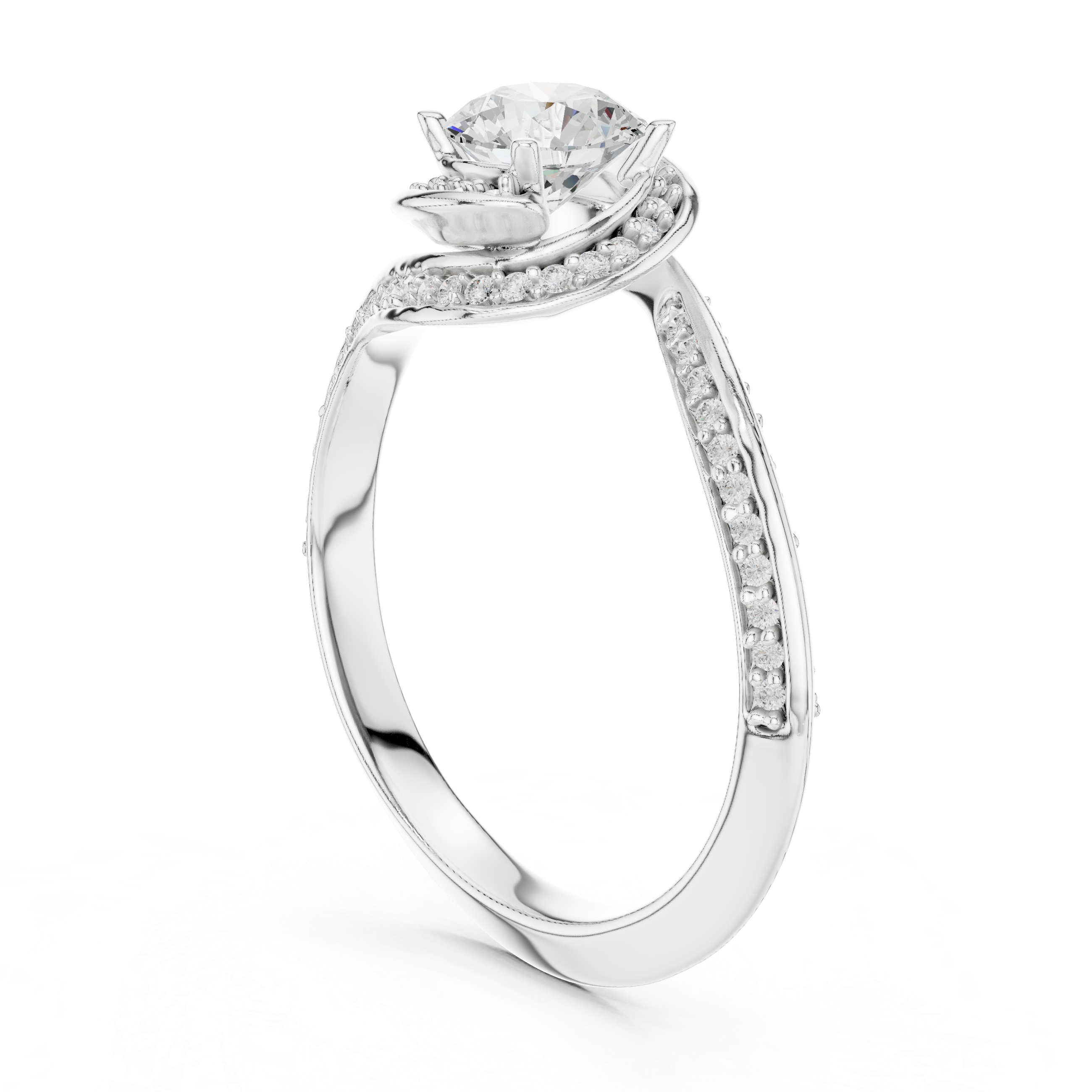 Elegant engagement ring with a delicate twisted band