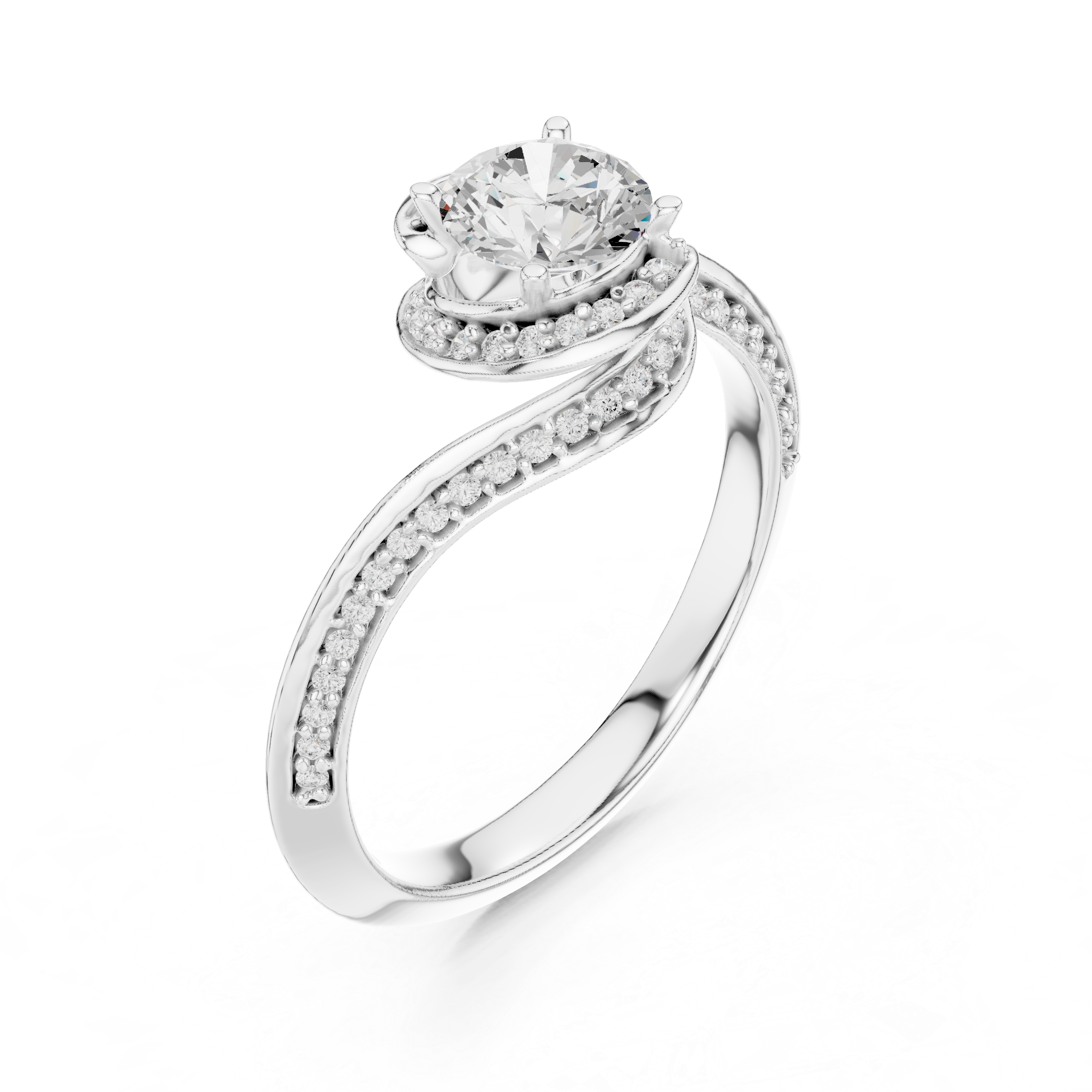 Elegant engagement ring with a delicate twisted band
