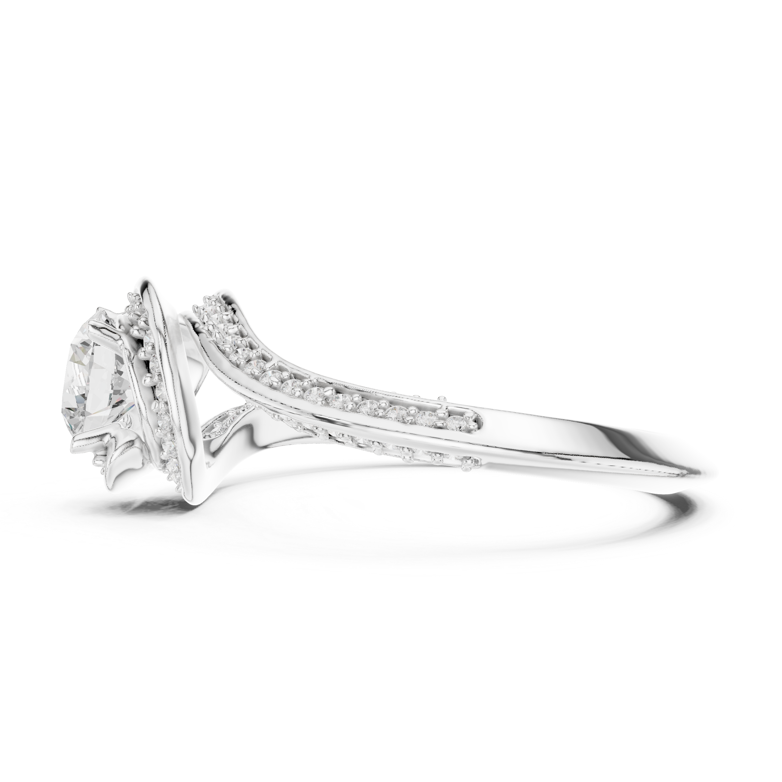 Elegant engagement ring with a delicate twisted band