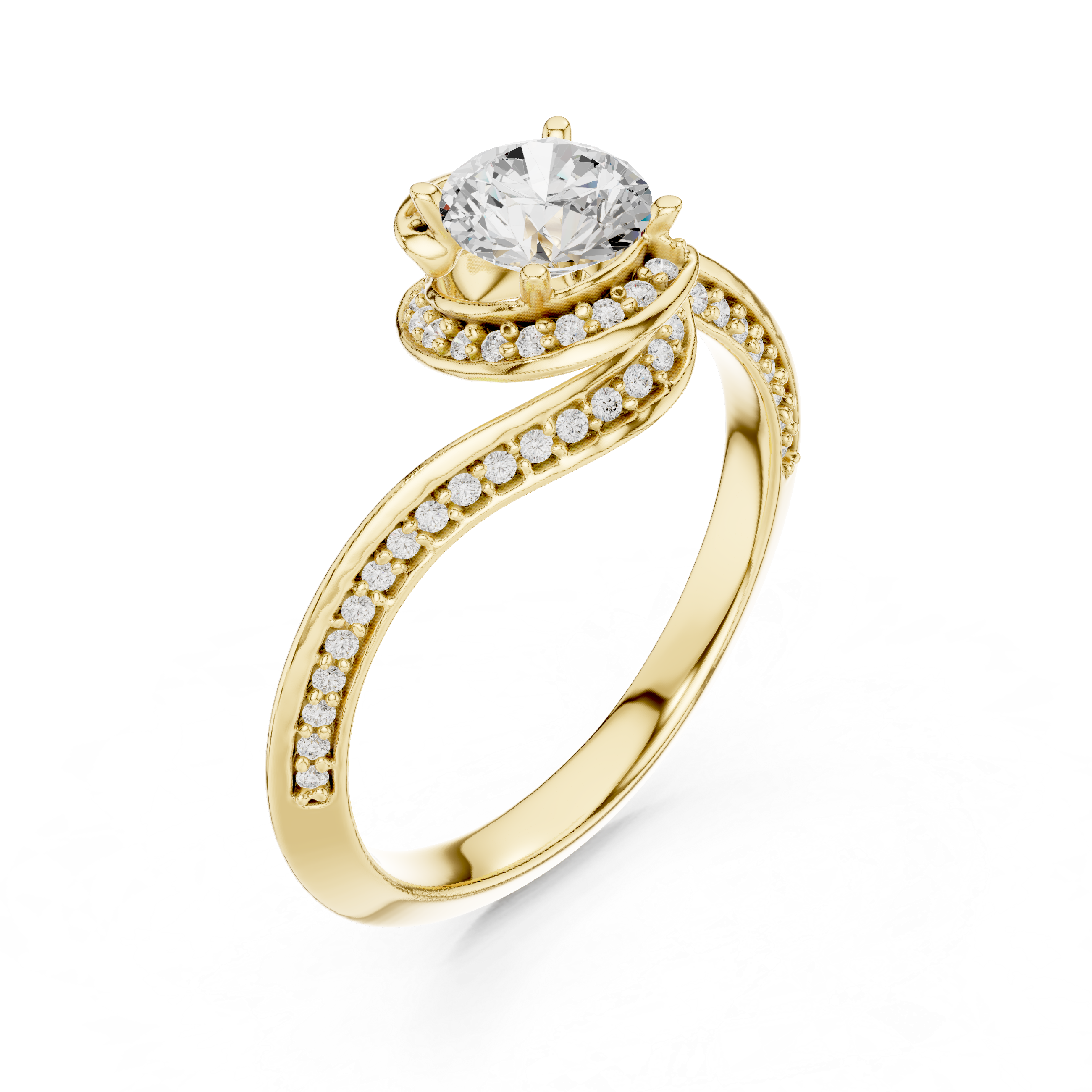 Elegant engagement ring with a delicate twisted band