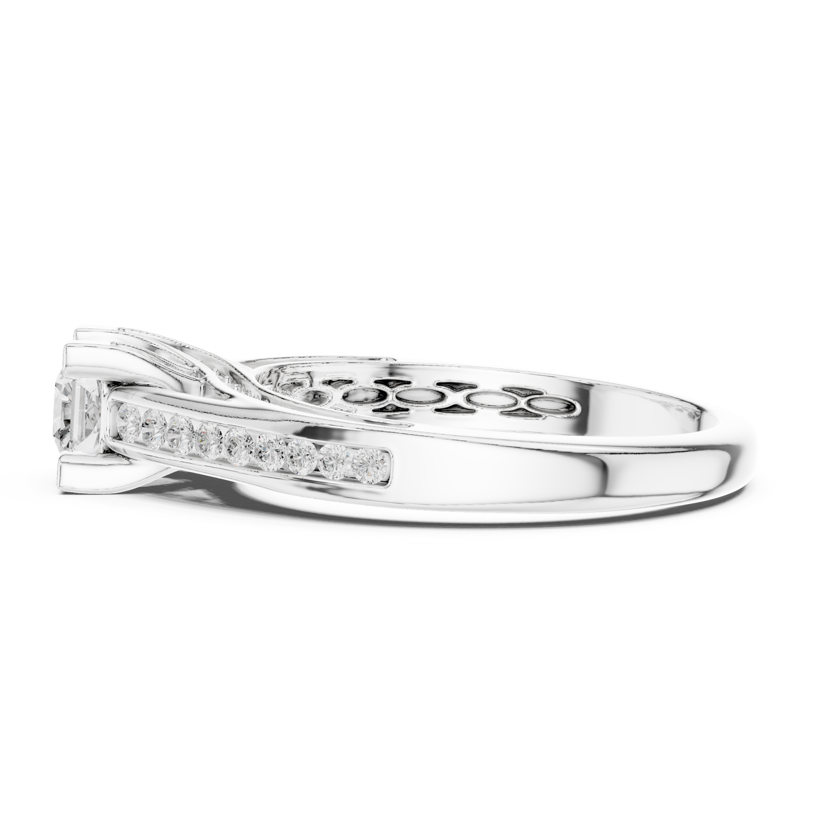 Classic solitaire ring with channel-set diamond