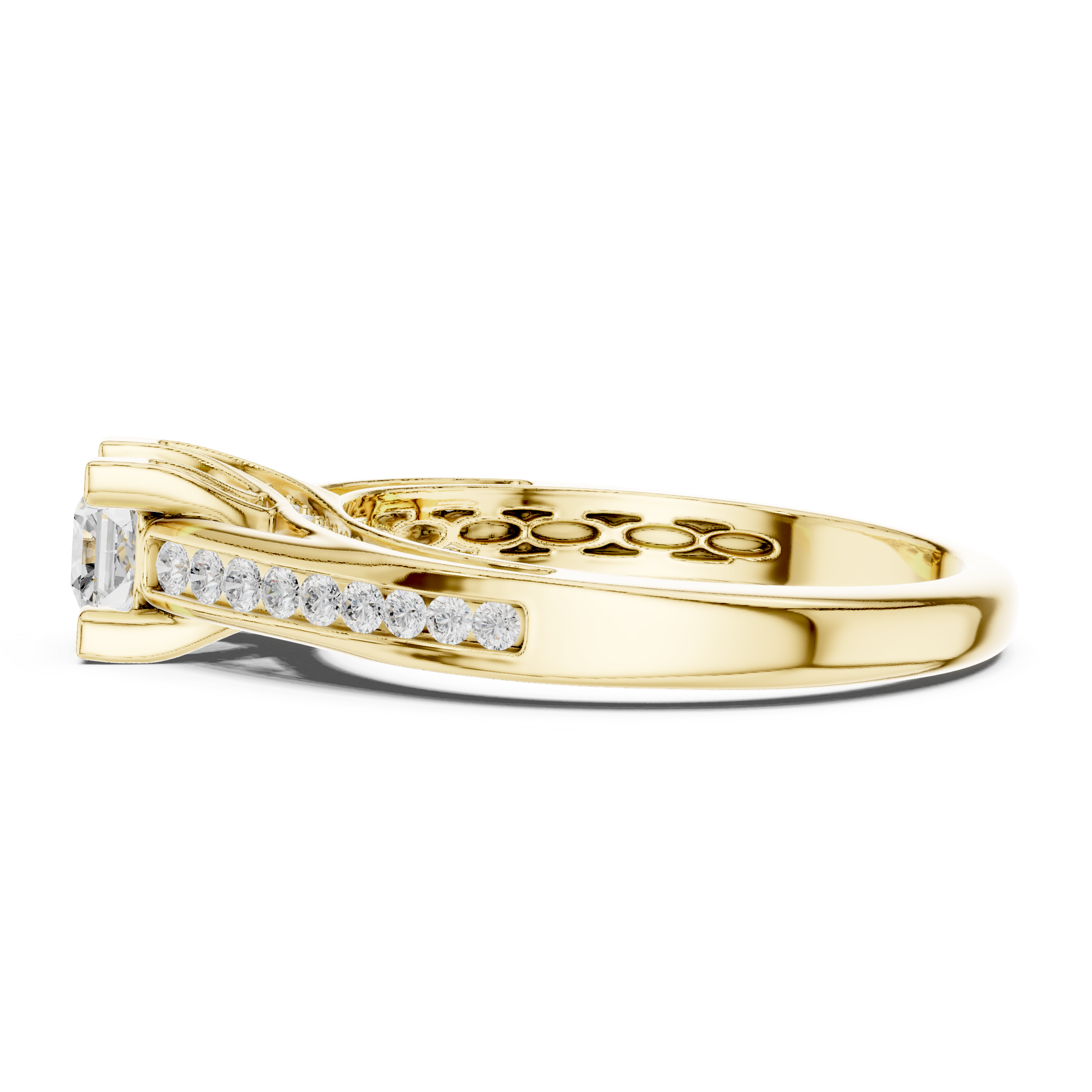 Classic solitaire ring with channel-set diamond
