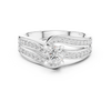 Engagement ring with a sleek split shank adorned with channel-set
