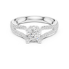 A brilliant round solitaire center stone and pav?-set diamonds