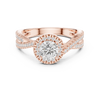 a halo-set round solitaire center diamond