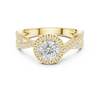 a halo-set round solitaire center diamond