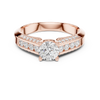 A modern featuring channel-set diamonds and a brilliant round solitaire