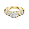 A modern featuring channel-set diamonds and a brilliant round solitaire