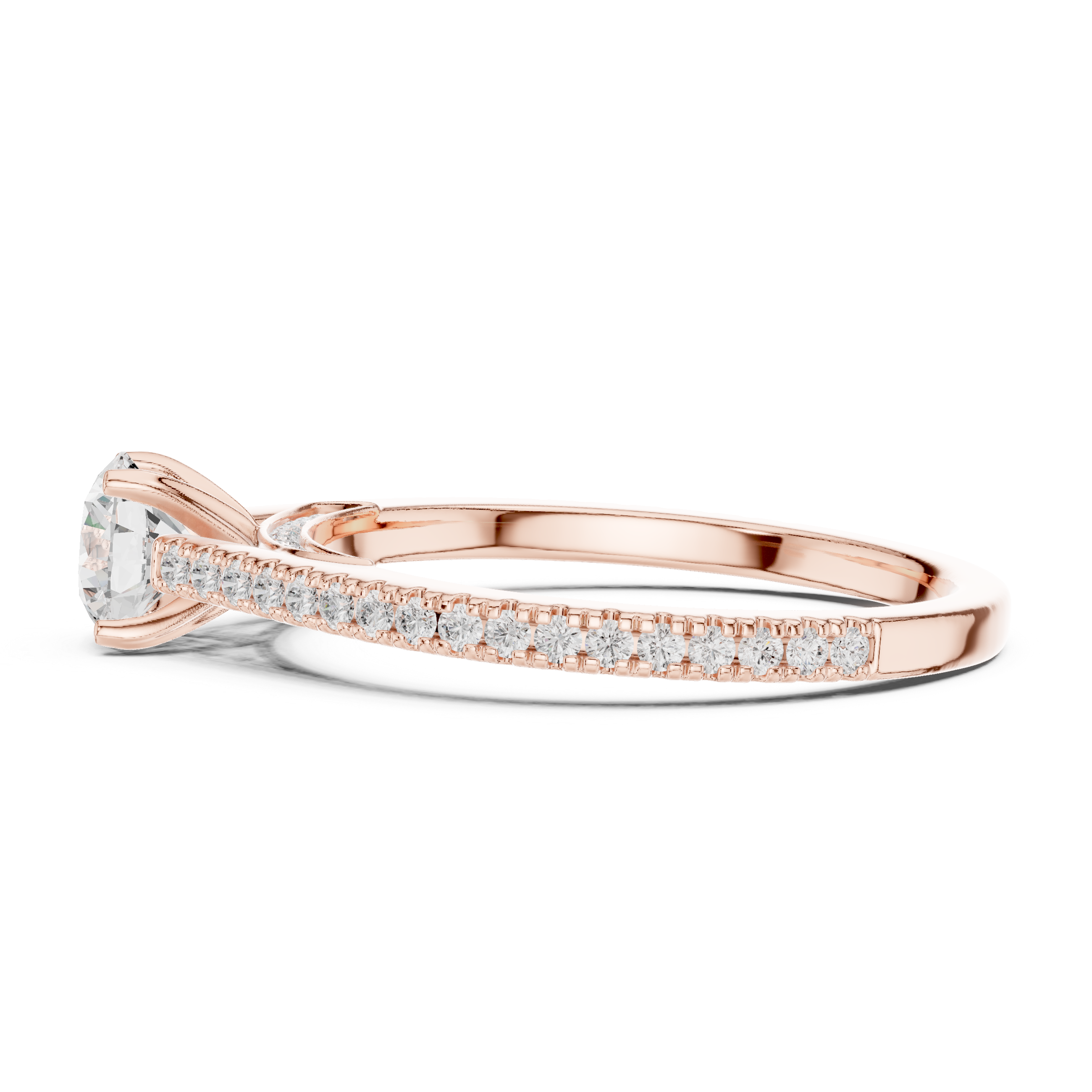 Delicate Solitaire Diamond Ring with Hidden Halo Accent