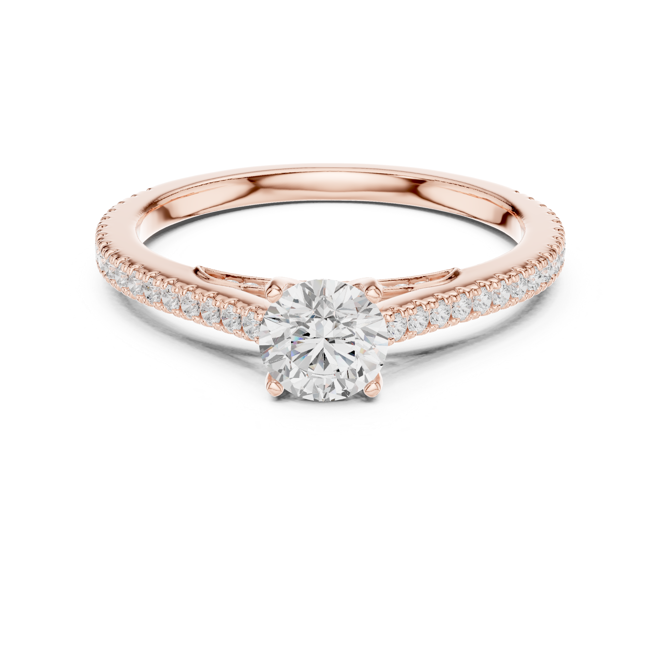 Delicate Solitaire Diamond Ring with Hidden Halo Accent
