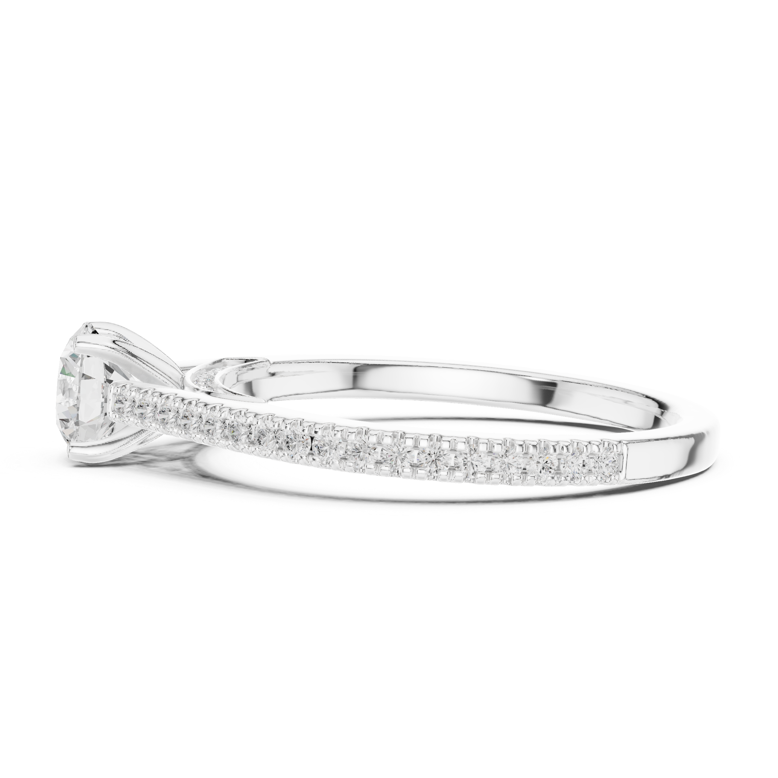 Delicate Solitaire Diamond Ring with Hidden Halo Accent