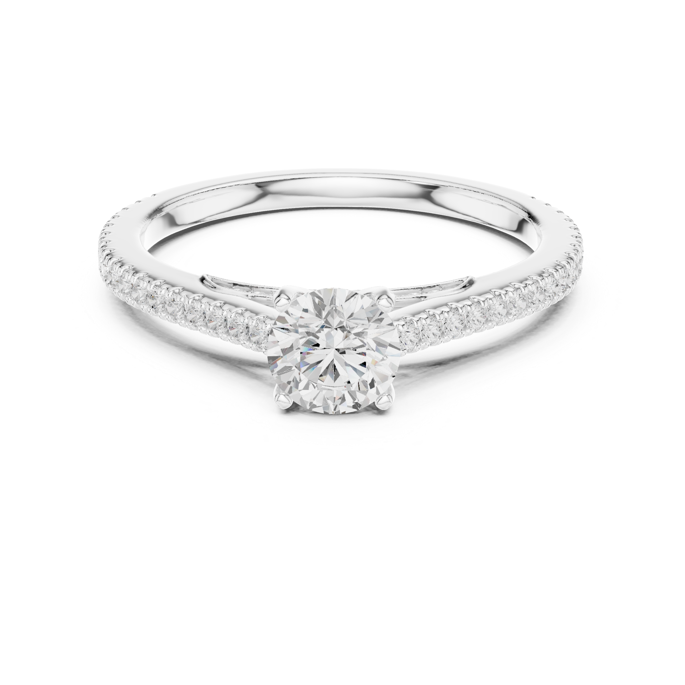 Delicate Solitaire Diamond Ring with Hidden Halo Accent