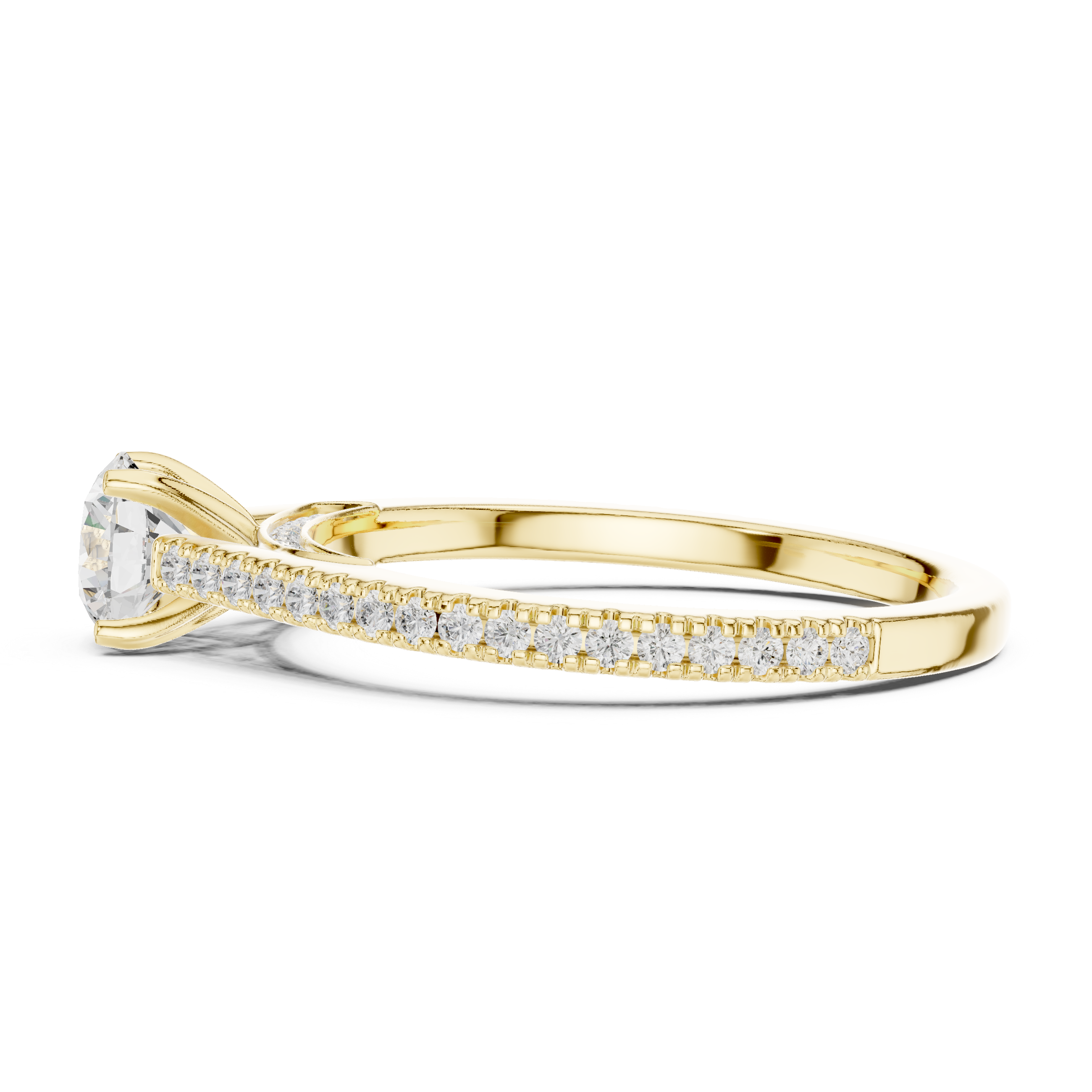 Delicate Solitaire Diamond Ring with Hidden Halo Accent