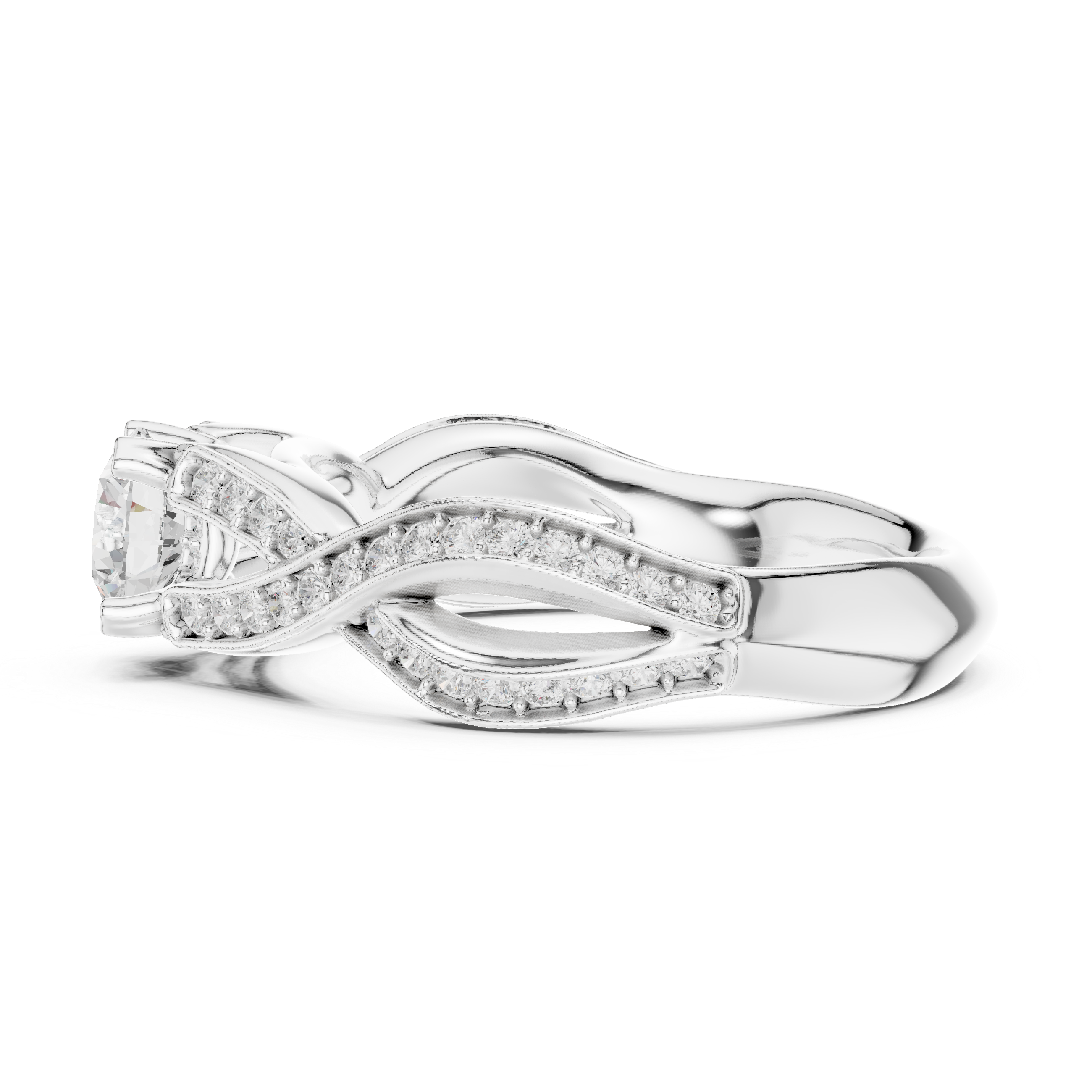 Twisted Infinity Diamond Solitaire Ring