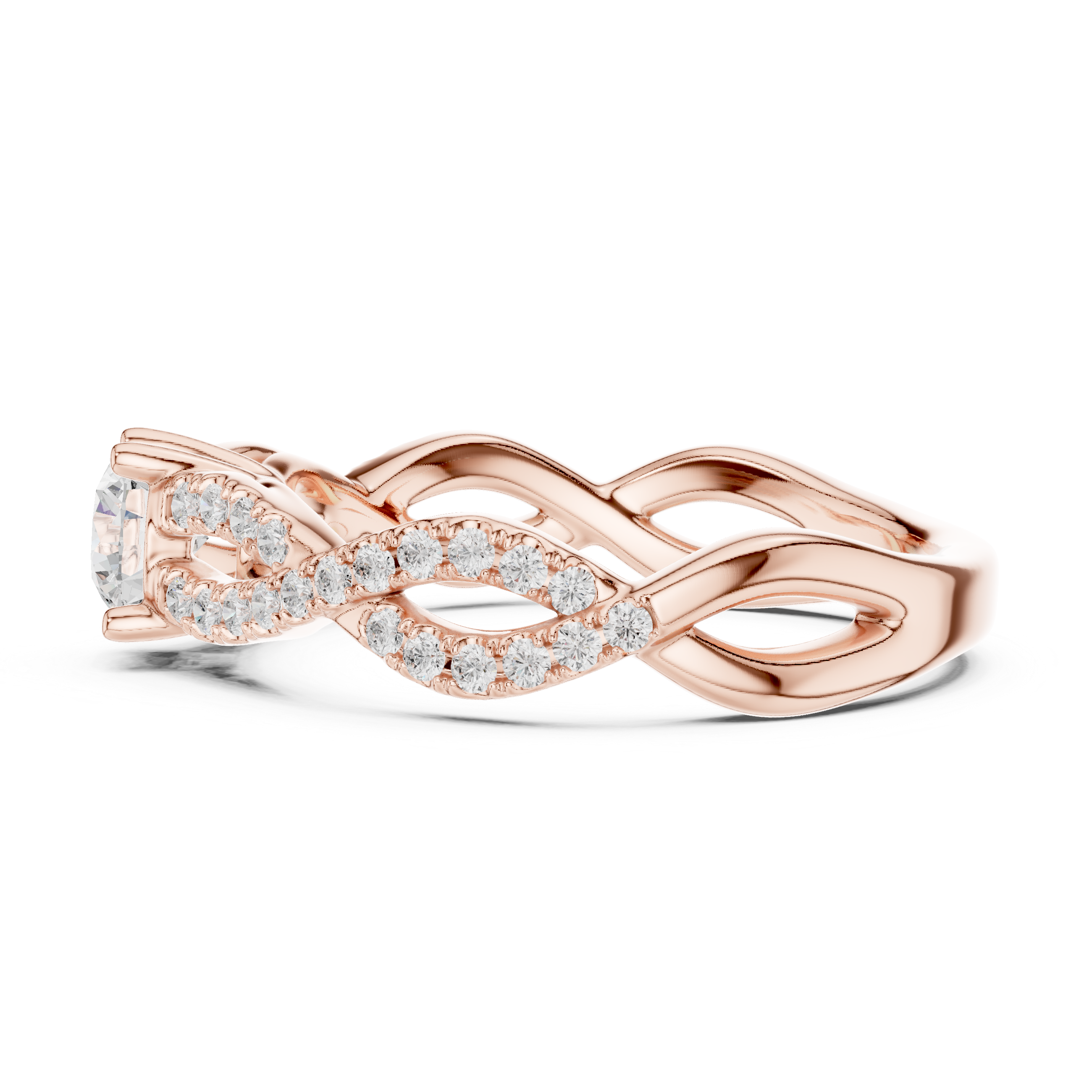 Intertwined Infinity Diamond Solitaire Ring