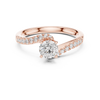 Classic Solitaire Diamond Ring with Crossover Pave Band