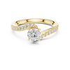 Classic Solitaire Diamond Ring with Crossover Pave Band