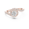 Twisted Halo Solitaire Diamond Ring with Pave Band