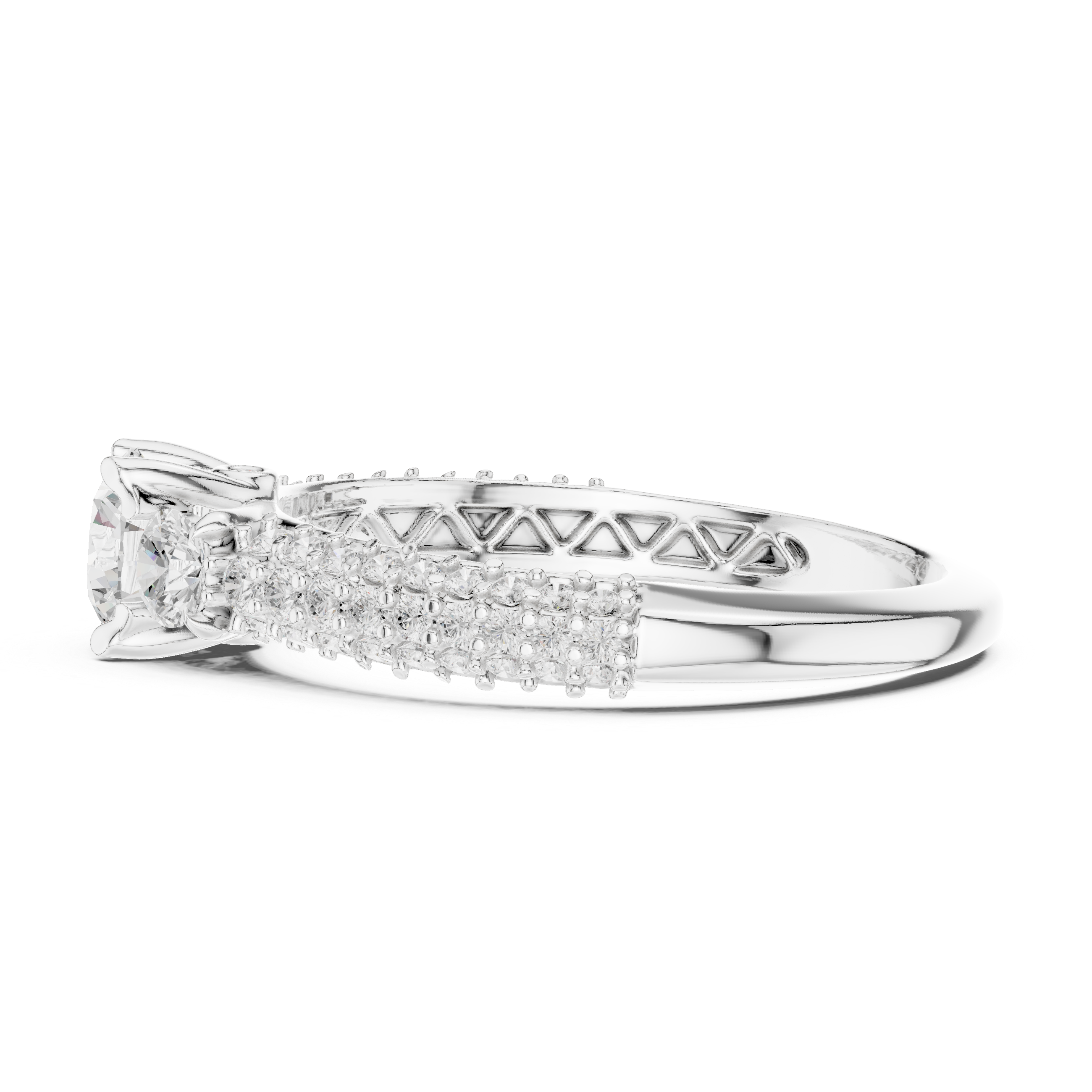 Engagement Ring with Side Stone Accents and Pav?-Set Band