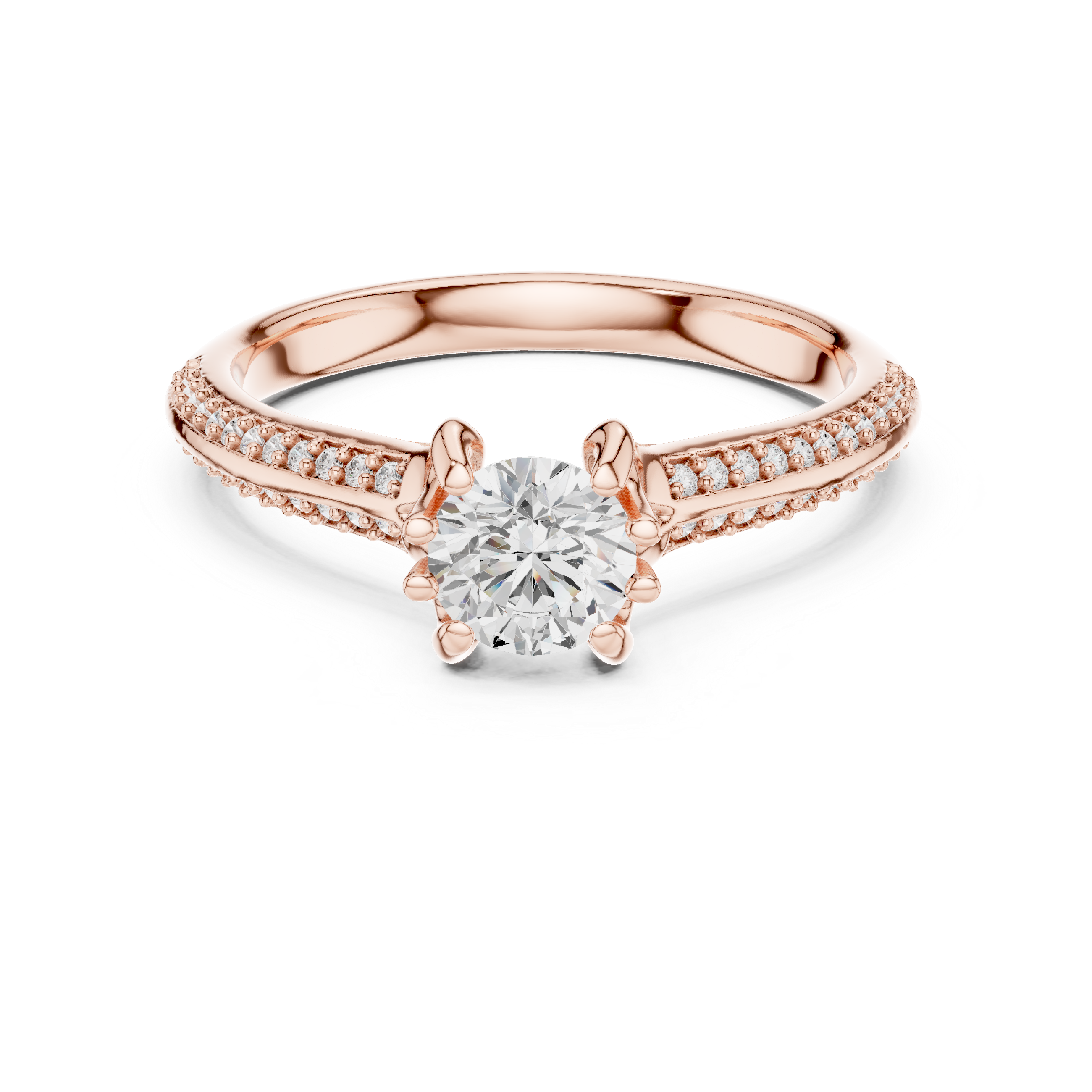 Classic Diamond Engagement Ring with Tapered Pav? Band and Four-Prong Setting