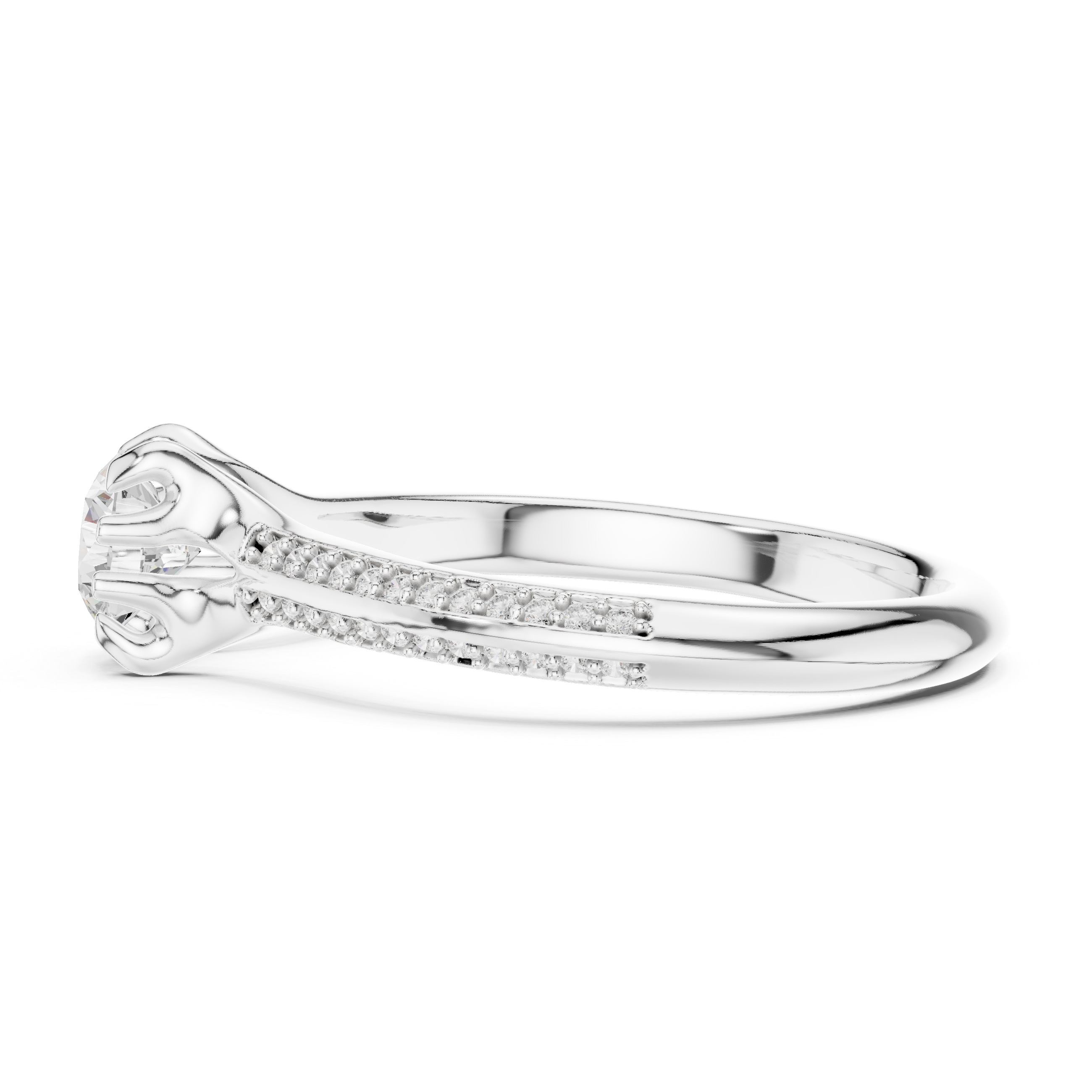 Classic Diamond Engagement Ring with Tapered Pav? Band and Four-Prong Setting