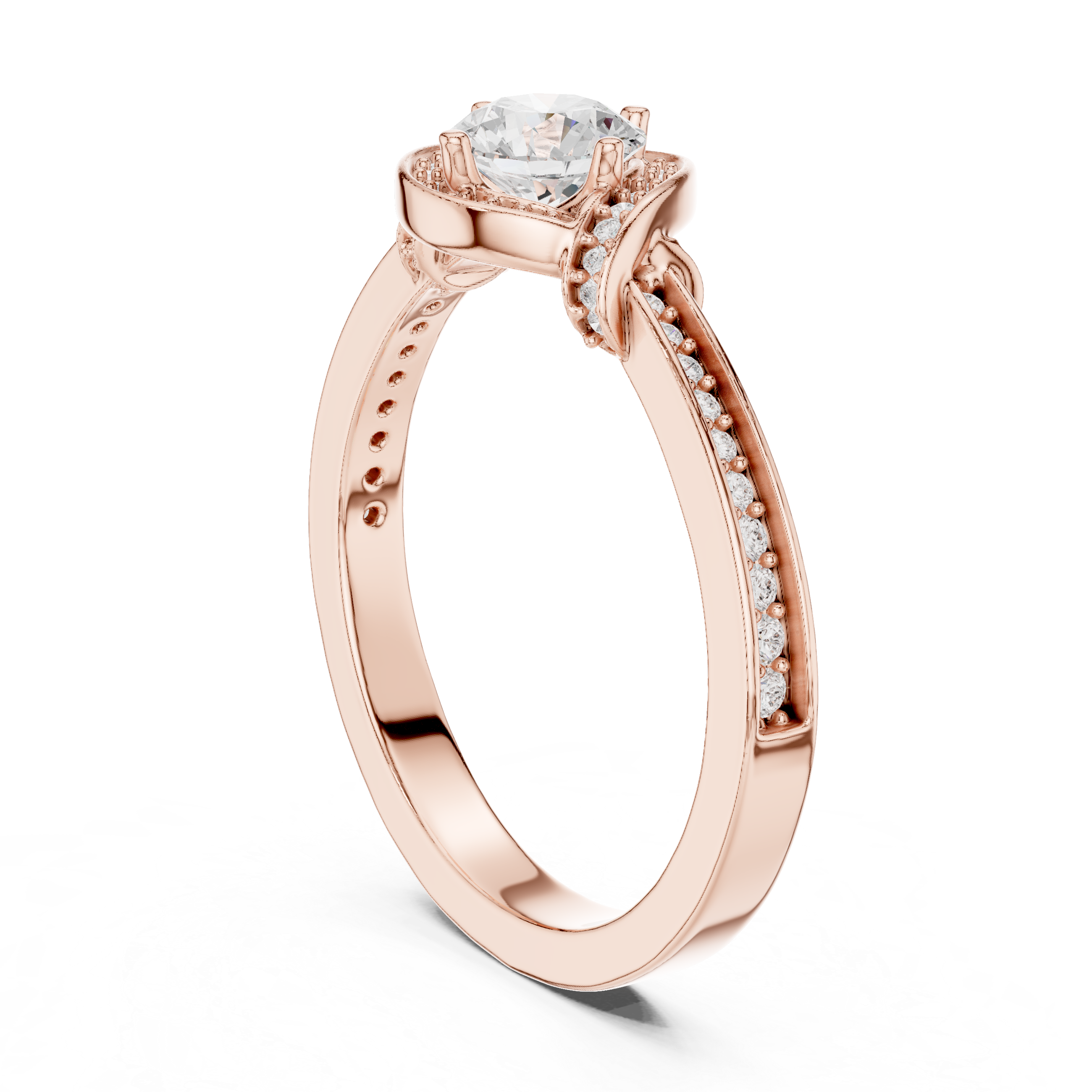 Twisted Pav?-Set Band and Round Center Stone