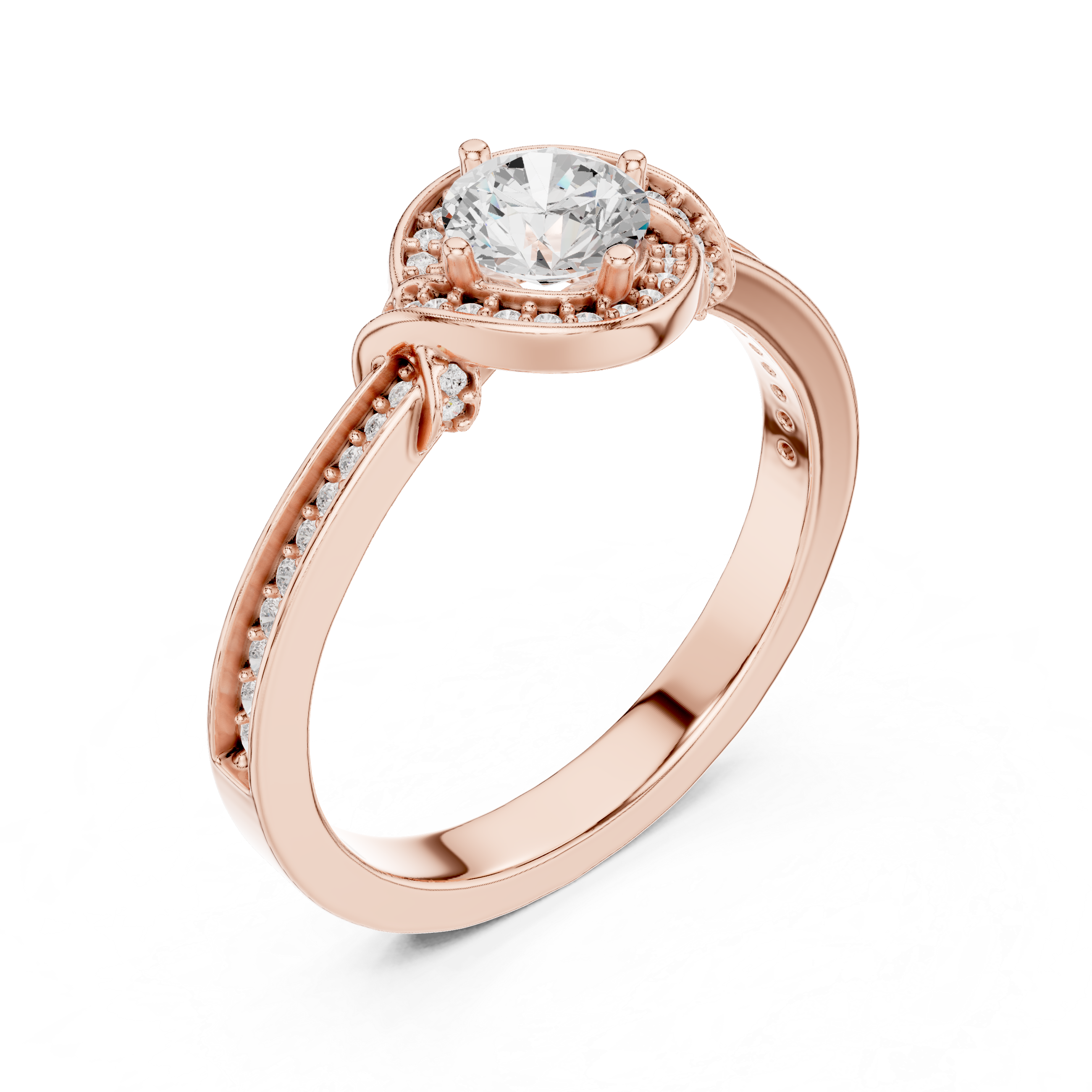 Twisted Pav?-Set Band and Round Center Stone
