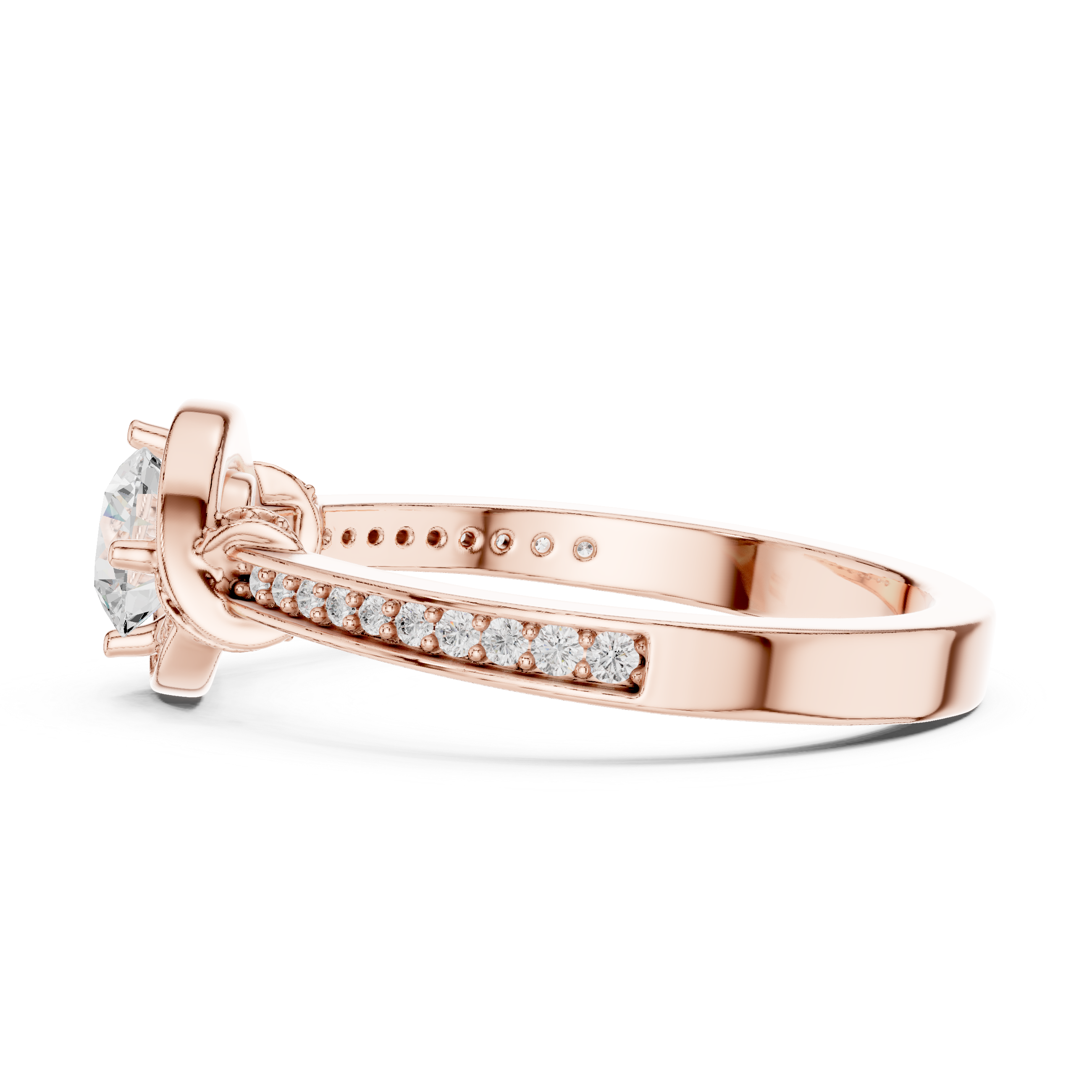 Twisted Pav?-Set Band and Round Center Stone