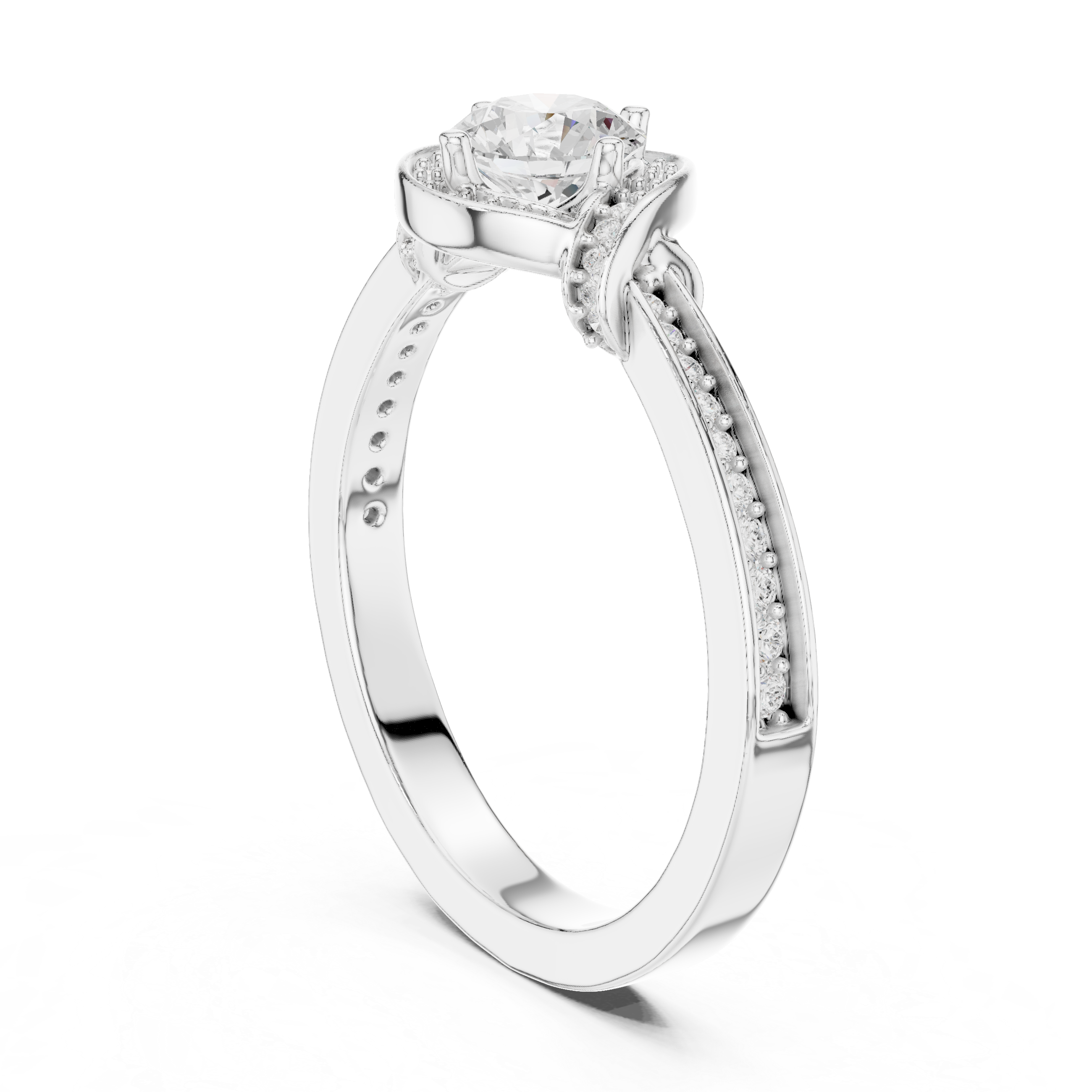 Twisted Pav?-Set Band and Round Center Stone