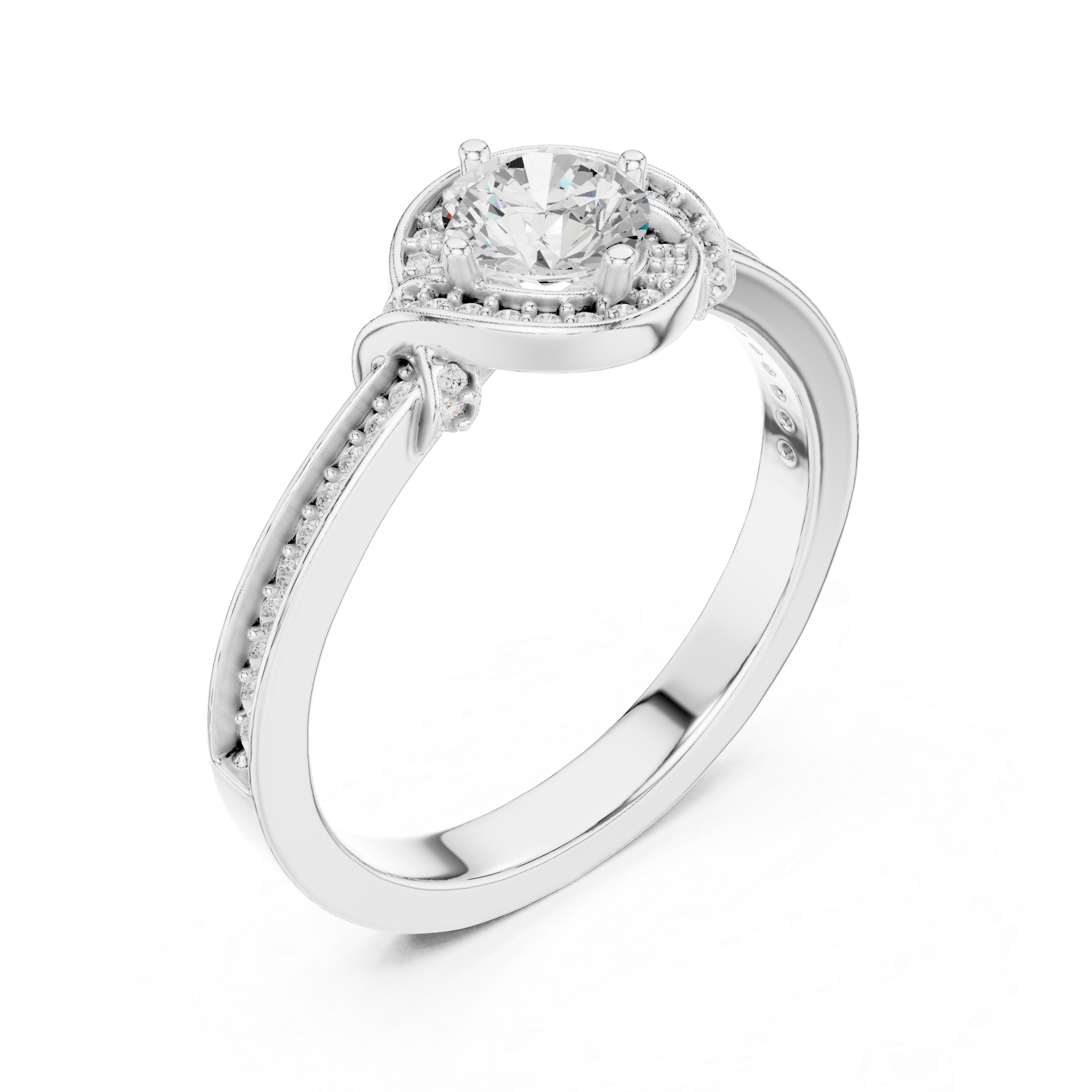 Twisted Pav?-Set Band and Round Center Stone