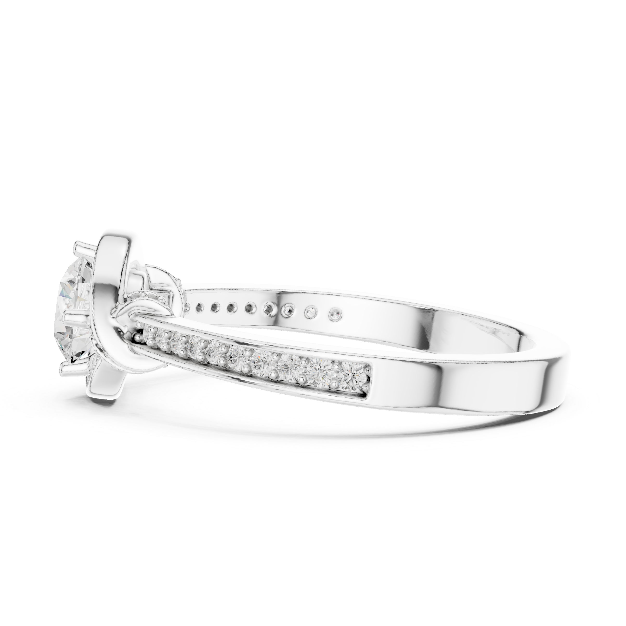 Twisted Pav?-Set Band and Round Center Stone