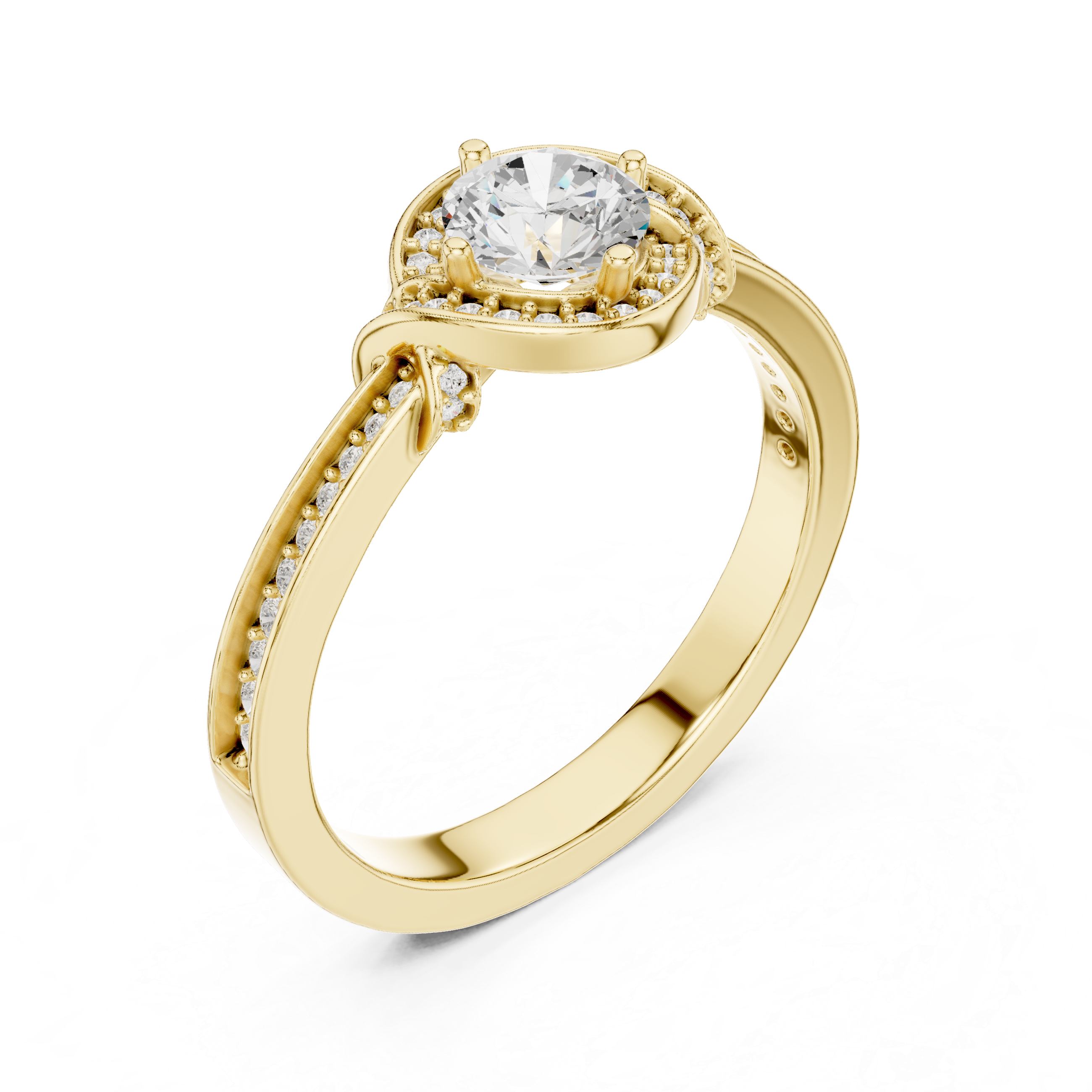 Twisted Pav?-Set Band and Round Center Stone