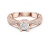 Exquisite Triple Row Pav? Diamond Engagement Ring with Round Center