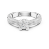Exquisite Triple Row Pav? Diamond Engagement Ring with Round Center