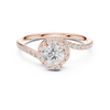 Delicate Halo Diamond Engagement Ring with Pav?-Set Band and Round Center Stone