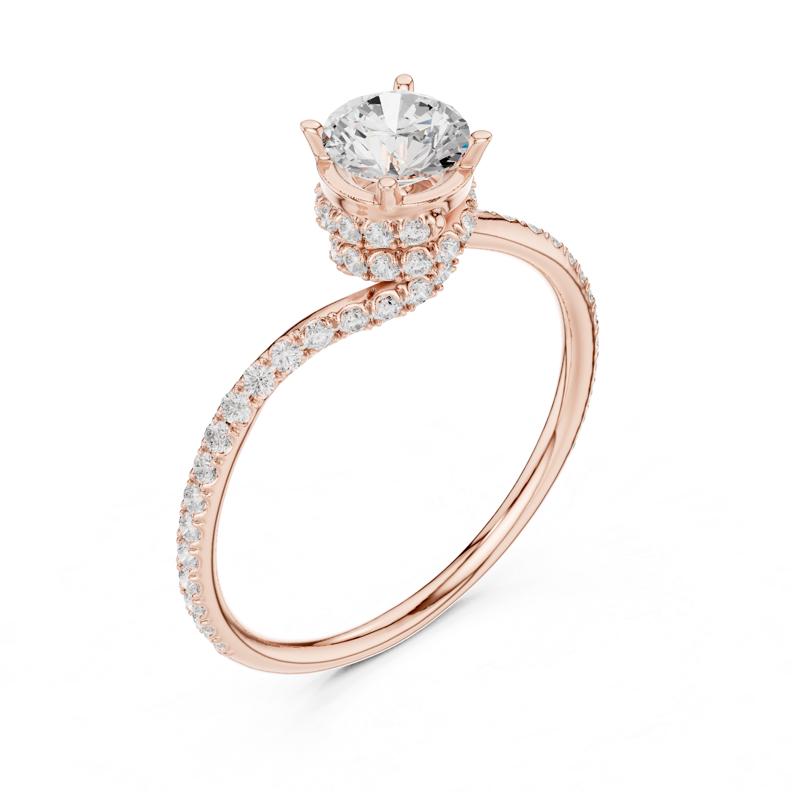 Twisted Halo Diamond Engagement Ring