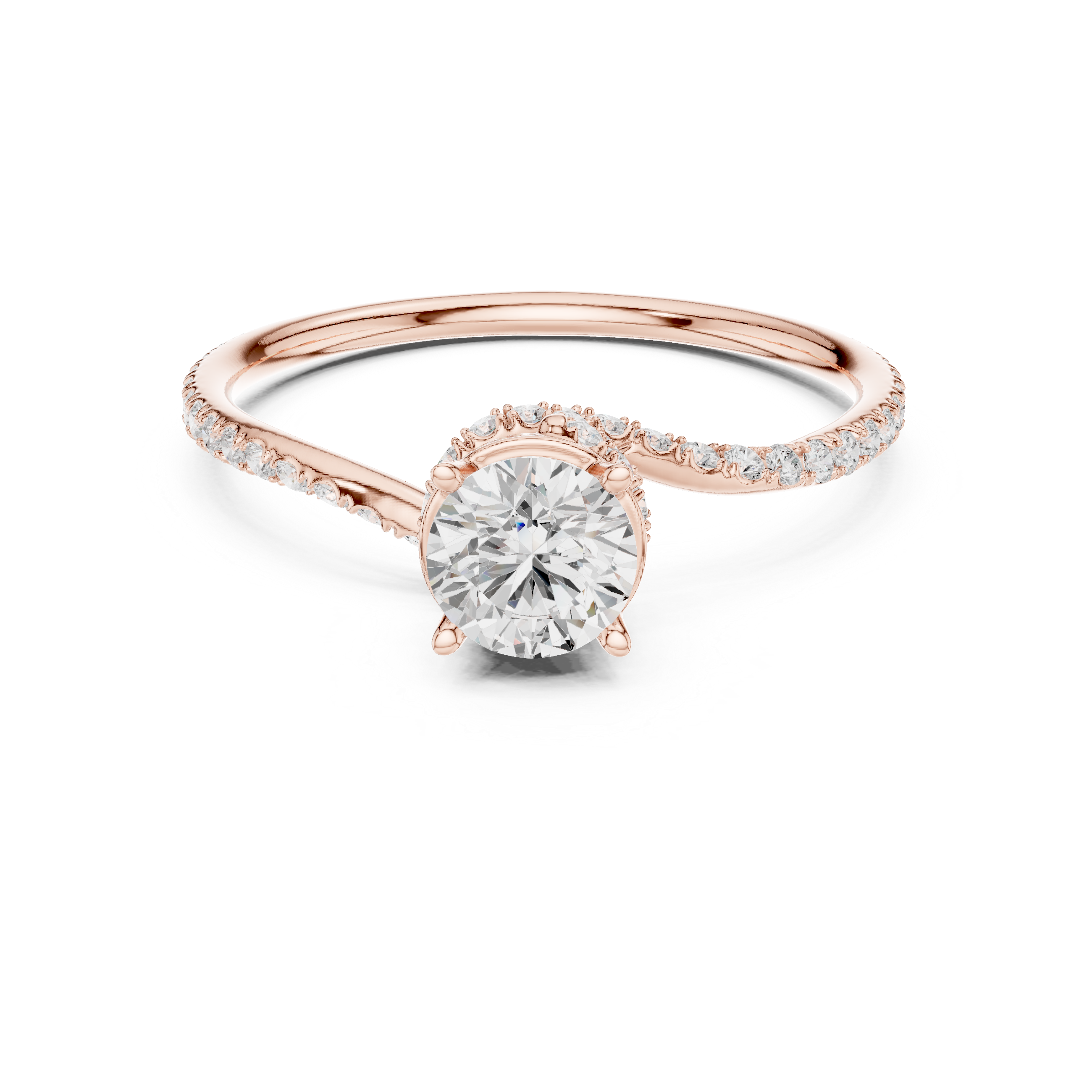 Twisted Halo Diamond Engagement Ring