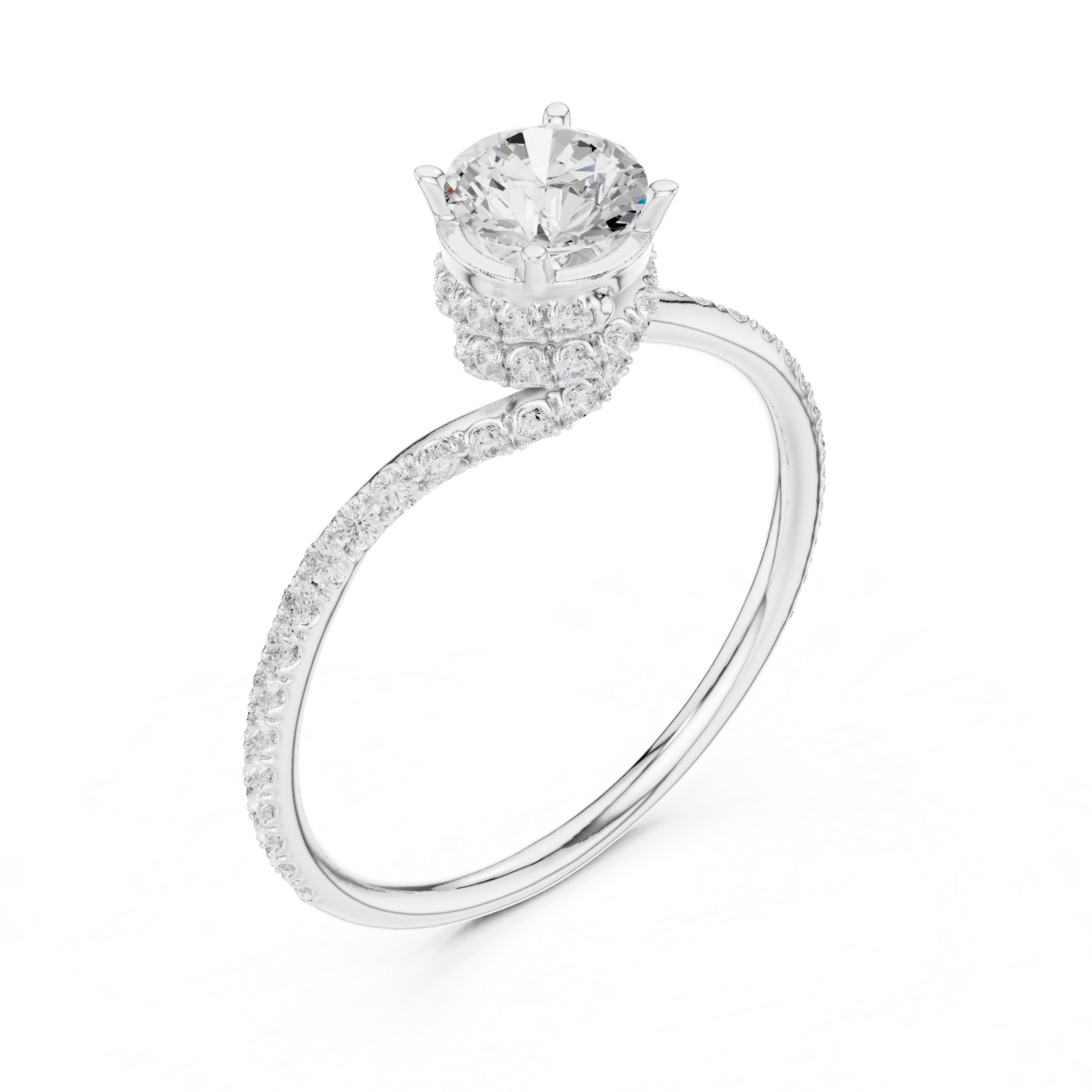 Twisted Halo Diamond Engagement Ring