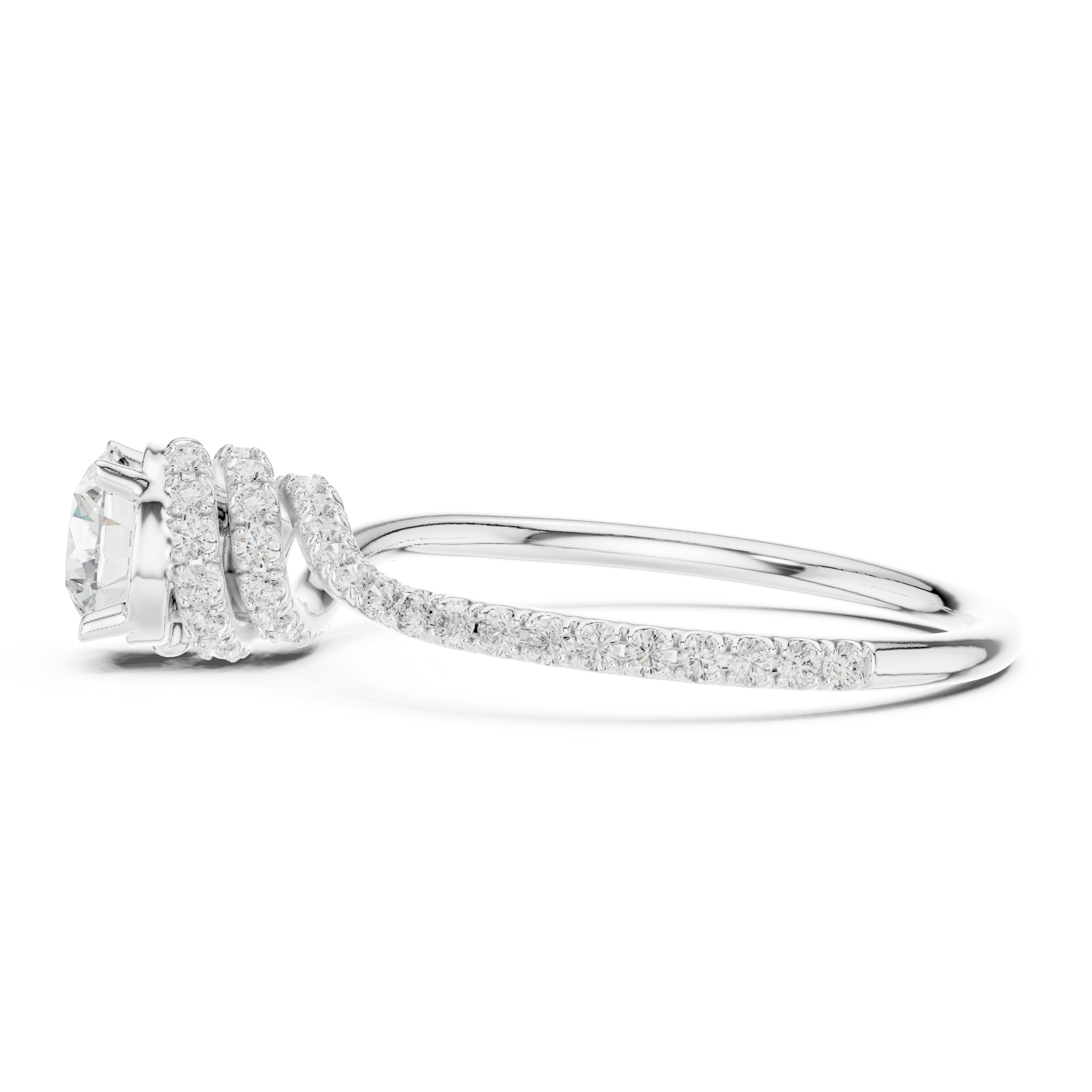 Twisted Halo Diamond Engagement Ring