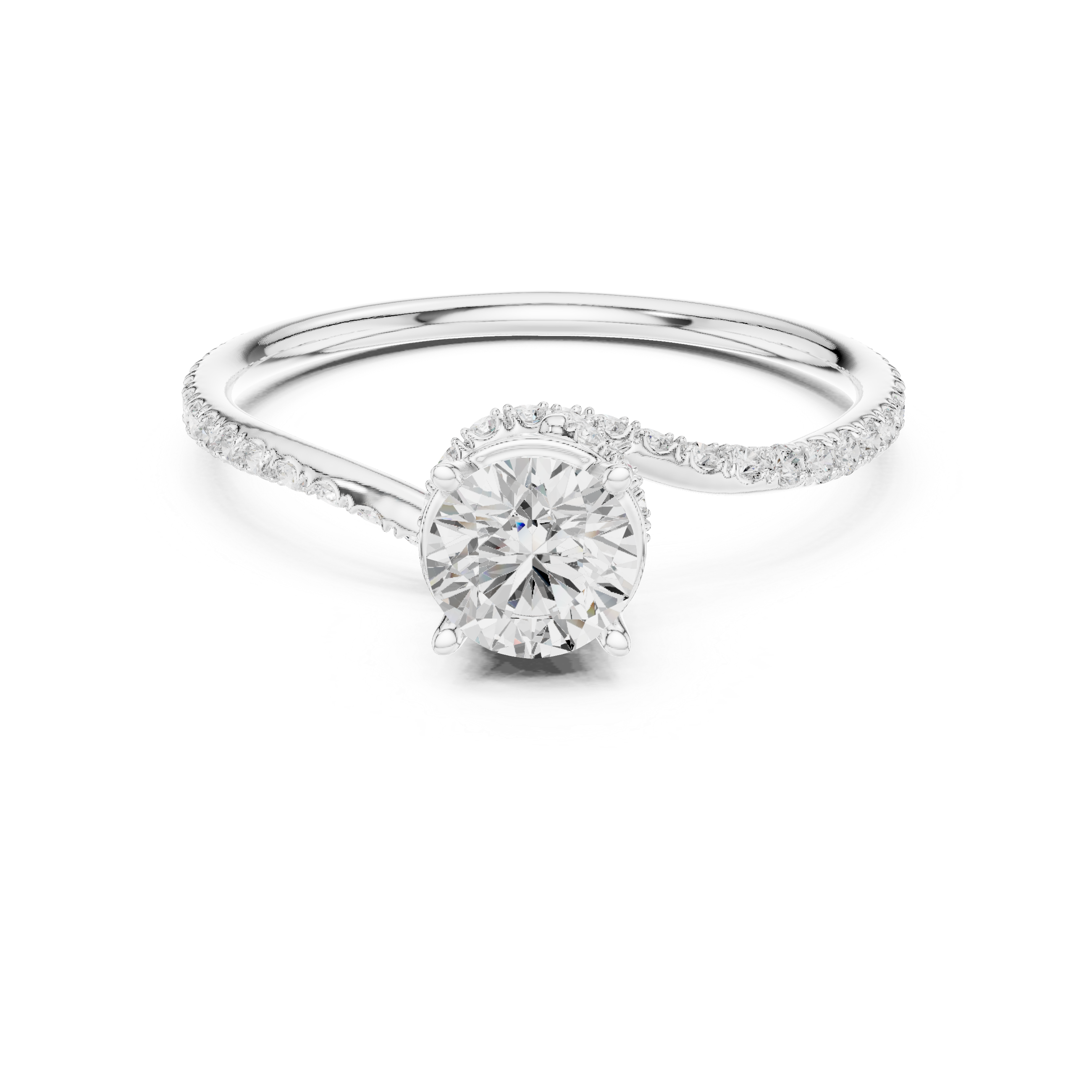 Twisted Halo Diamond Engagement Ring