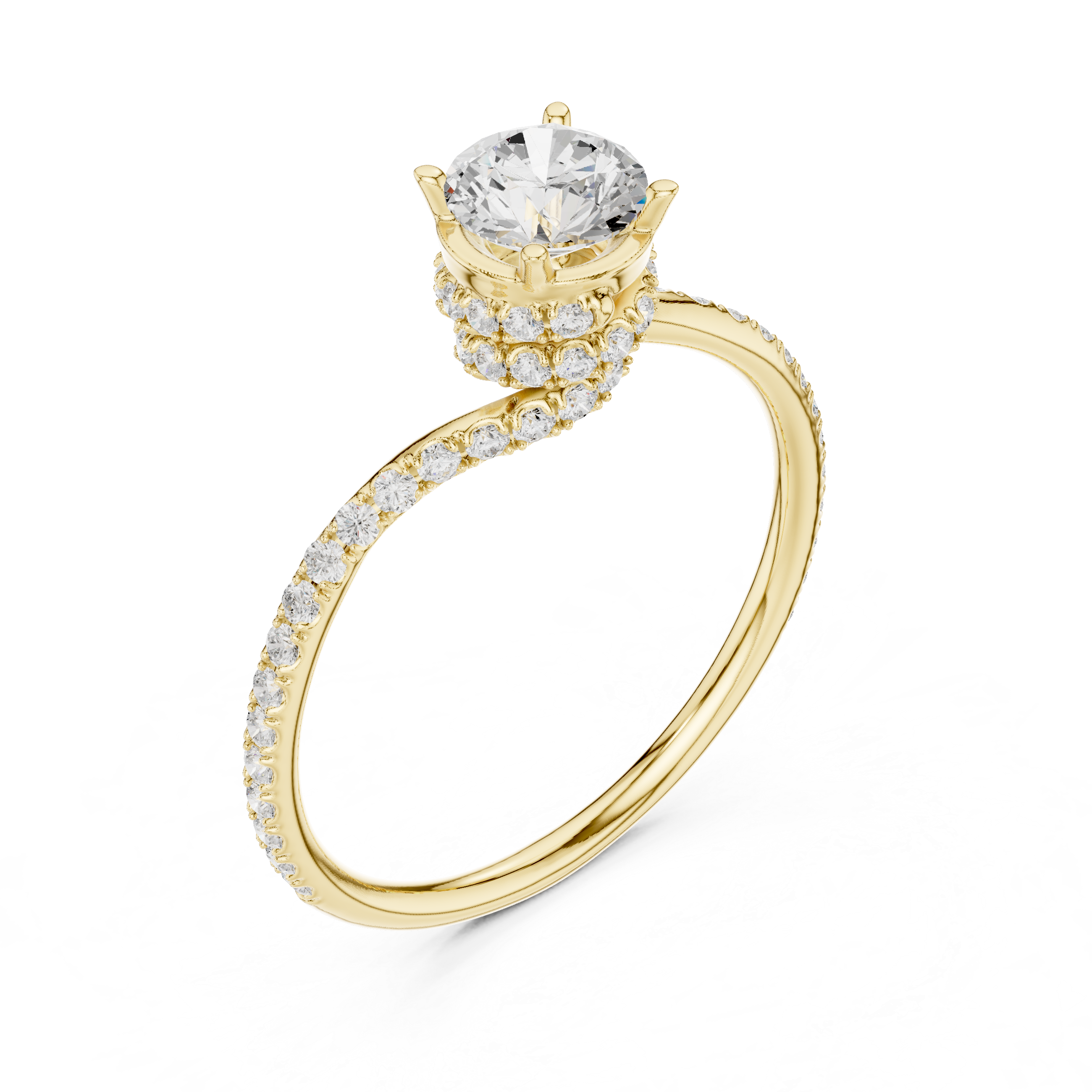 Twisted Halo Diamond Engagement Ring