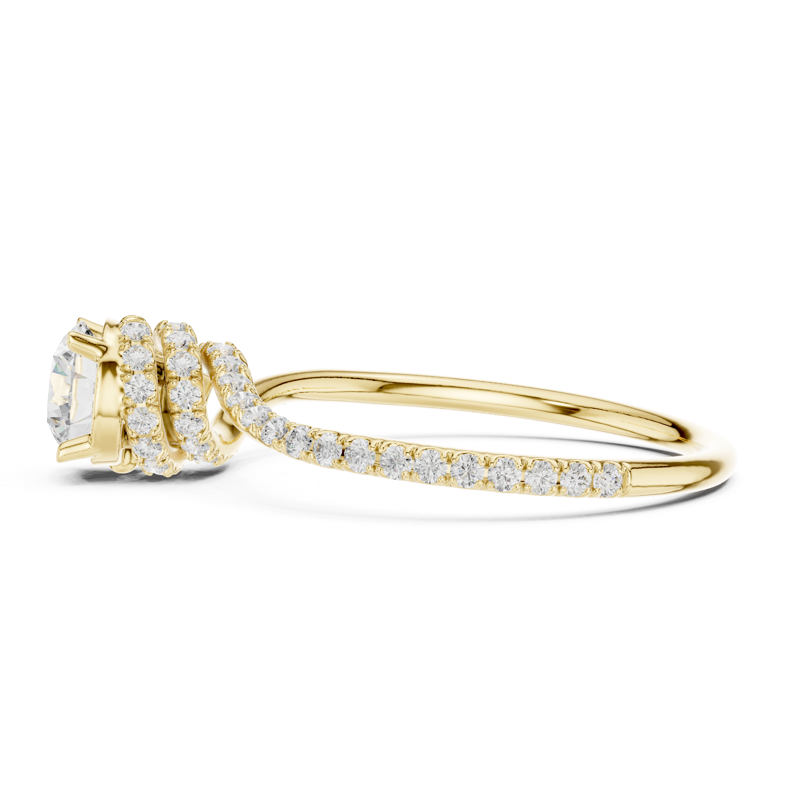 Twisted Halo Diamond Engagement Ring