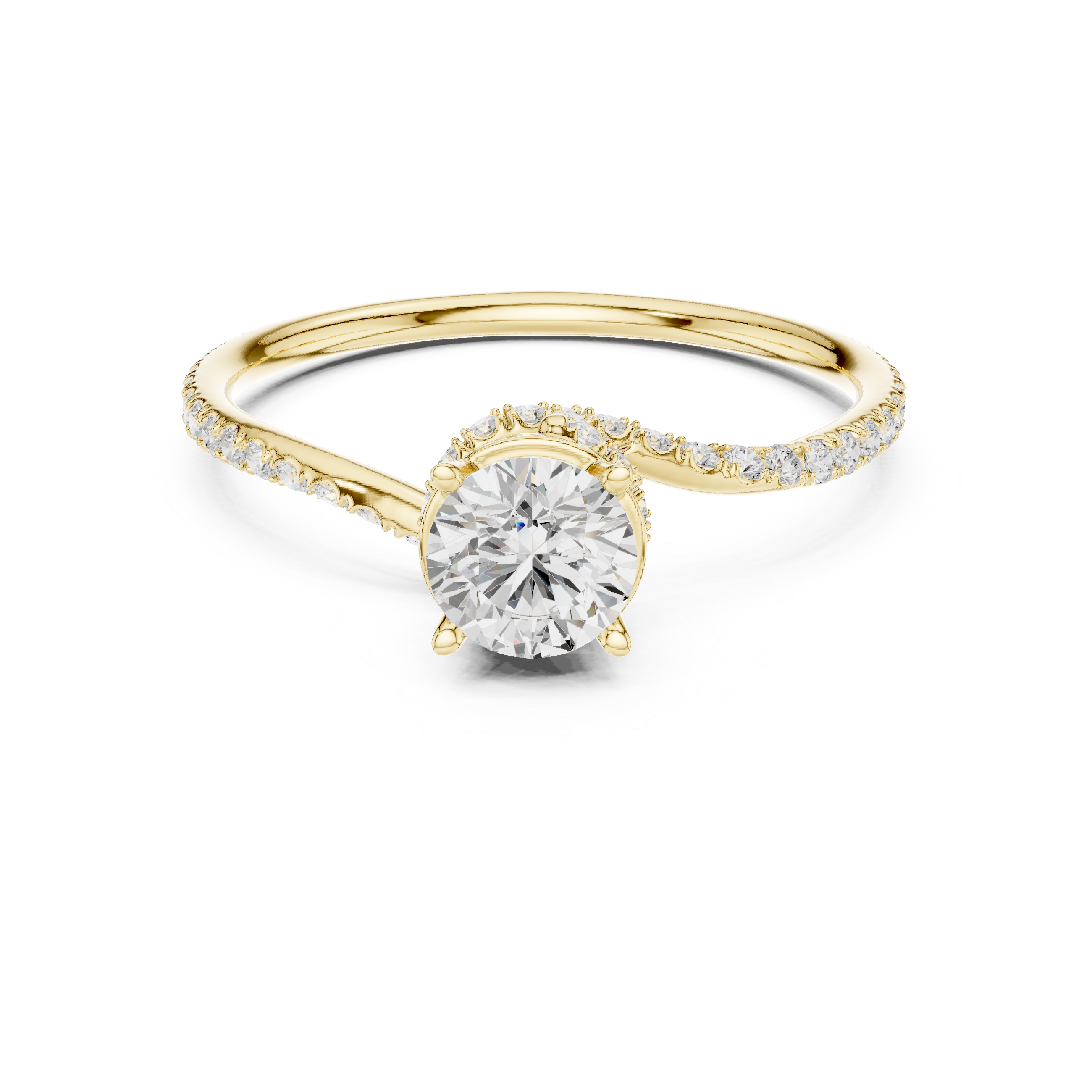 Twisted Halo Diamond Engagement Ring