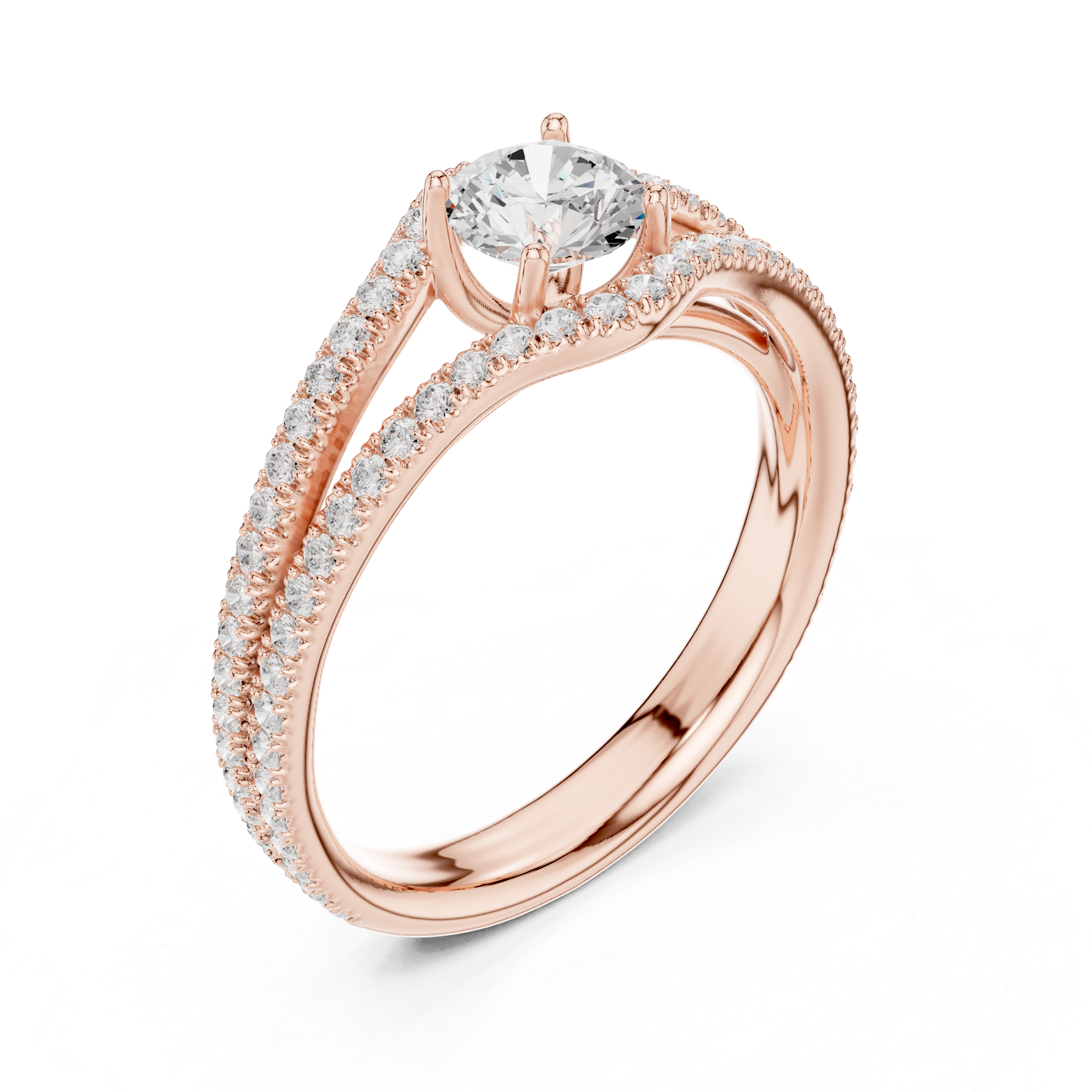Classic Elegance Rose Gold Diamond Pav? Split Shank Engagement Ring