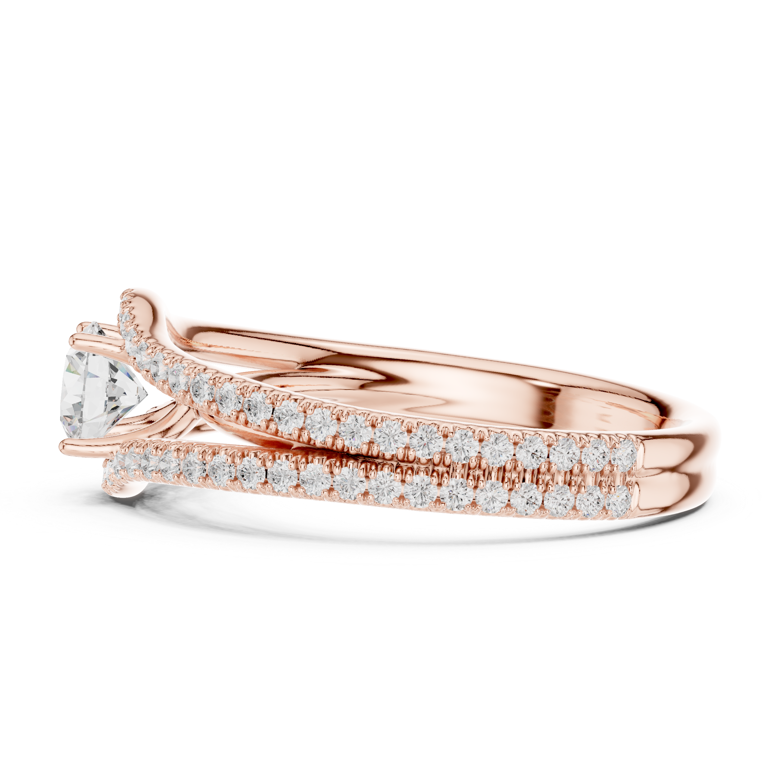 Classic Elegance Rose Gold Diamond Pav? Split Shank Engagement Ring